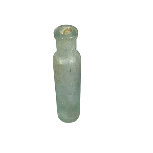 Antique Small Green Glass Bottle Apothecary - 3.5”H