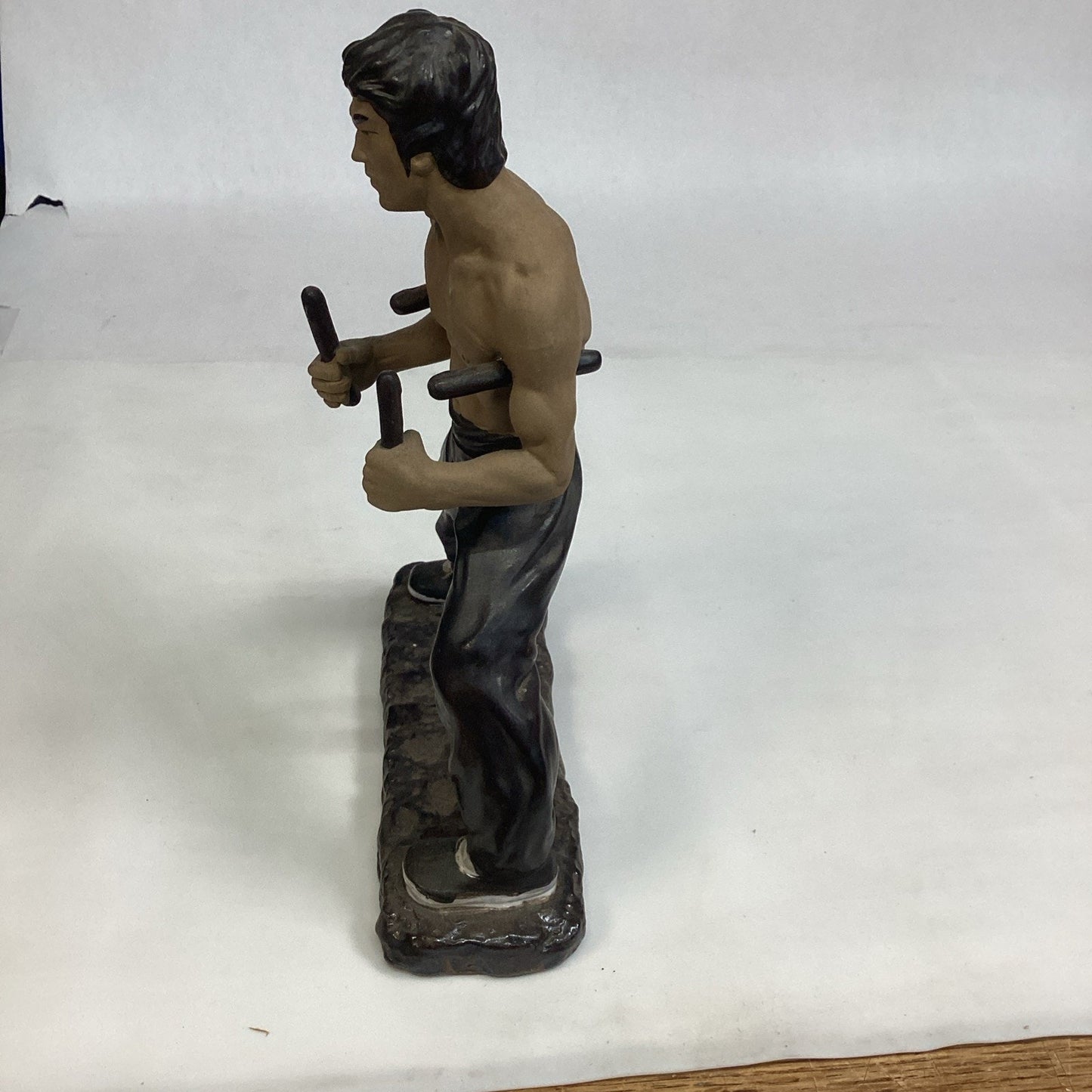 Bruce Lee Ceramic Sculpture Nunchucks Fighter - NOS