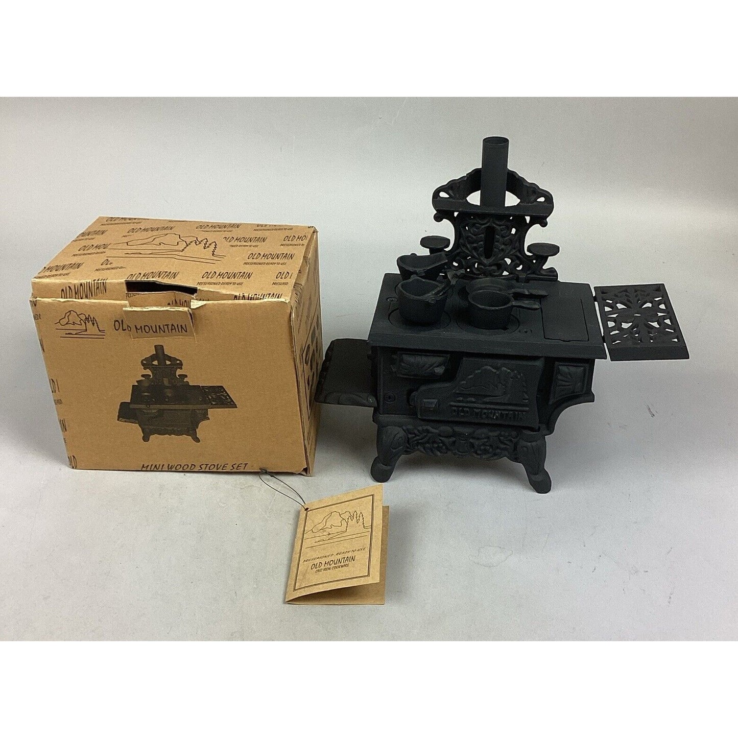 Vintage Crescent Miniature Salesman Sample Cast Iron Stove W/ Accessories