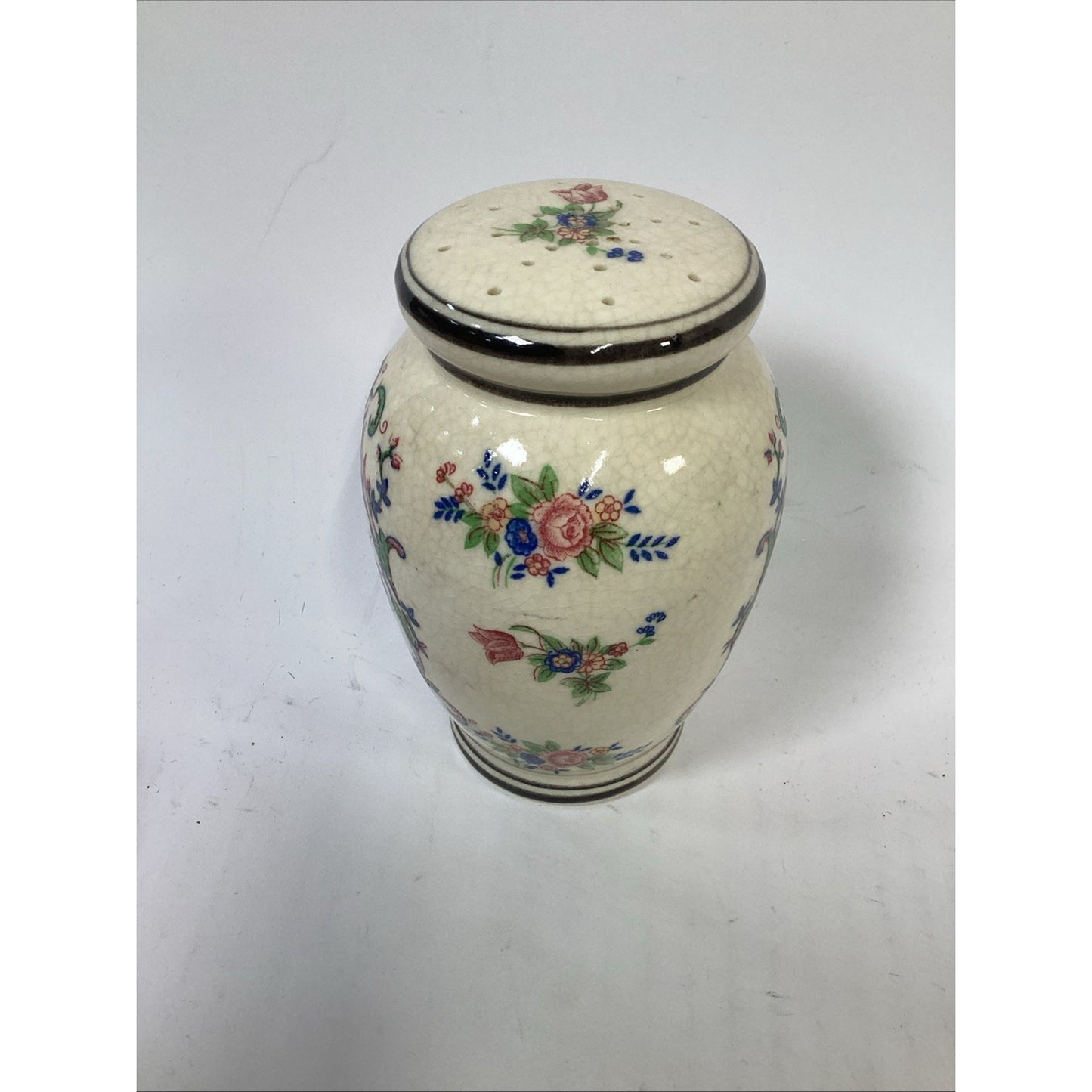 Vintage Hand Painted Porcelain Spice Shaker w/ Floral Pattern Japan - 5”H