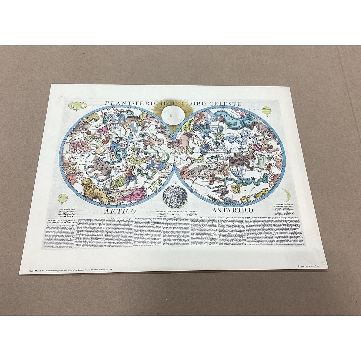 Map Of The Celestial Hemispheres - Artico & Antartico - 18x14” Art Print
