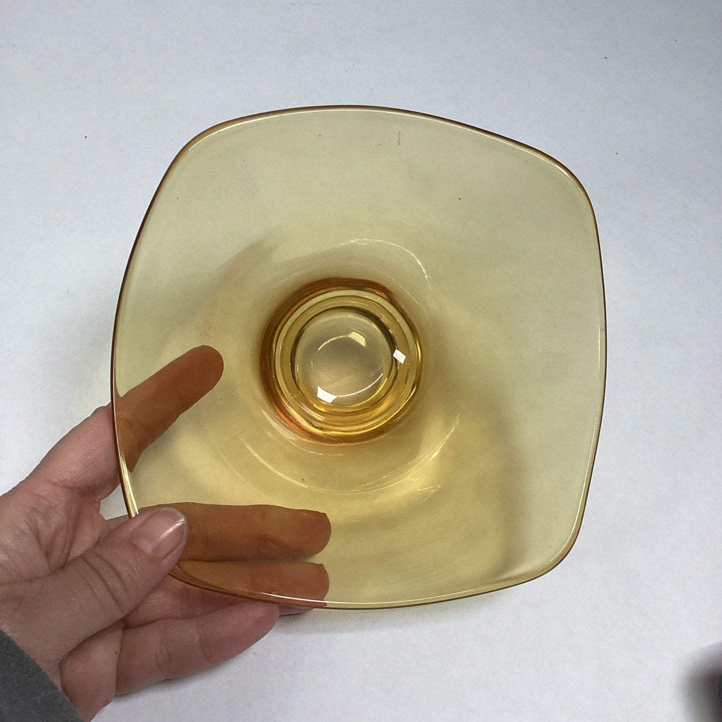 Hand Blown Viking Glass Epic Purple Amethyst Art Bowl And Yellow Bonbon Dish