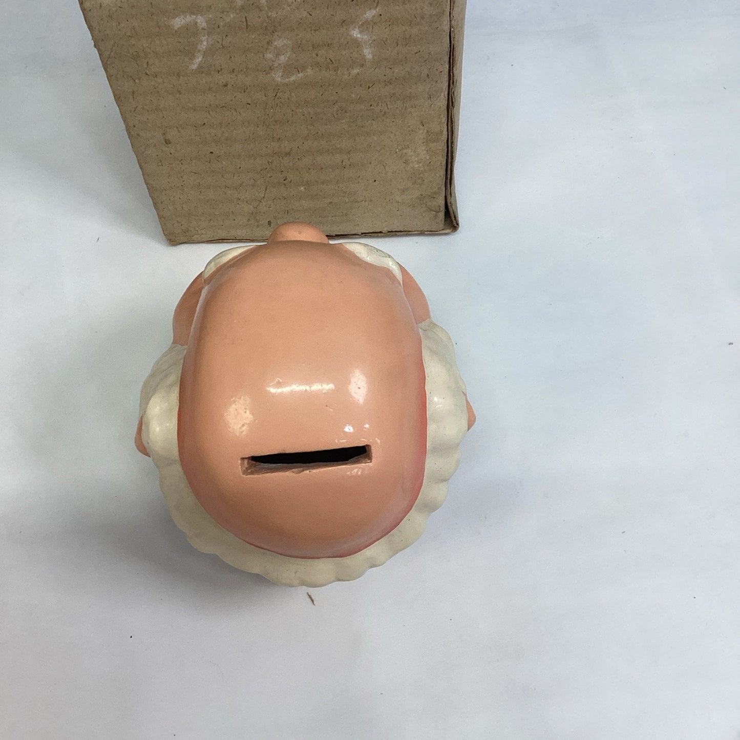 Happy Smiling Ceramic Dwarf Head Piggy Bank - NOS