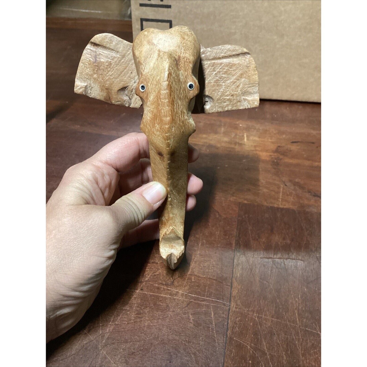 Kenya Elephant Soapstone Marble Figurine & Wooden Handcarved Elephant