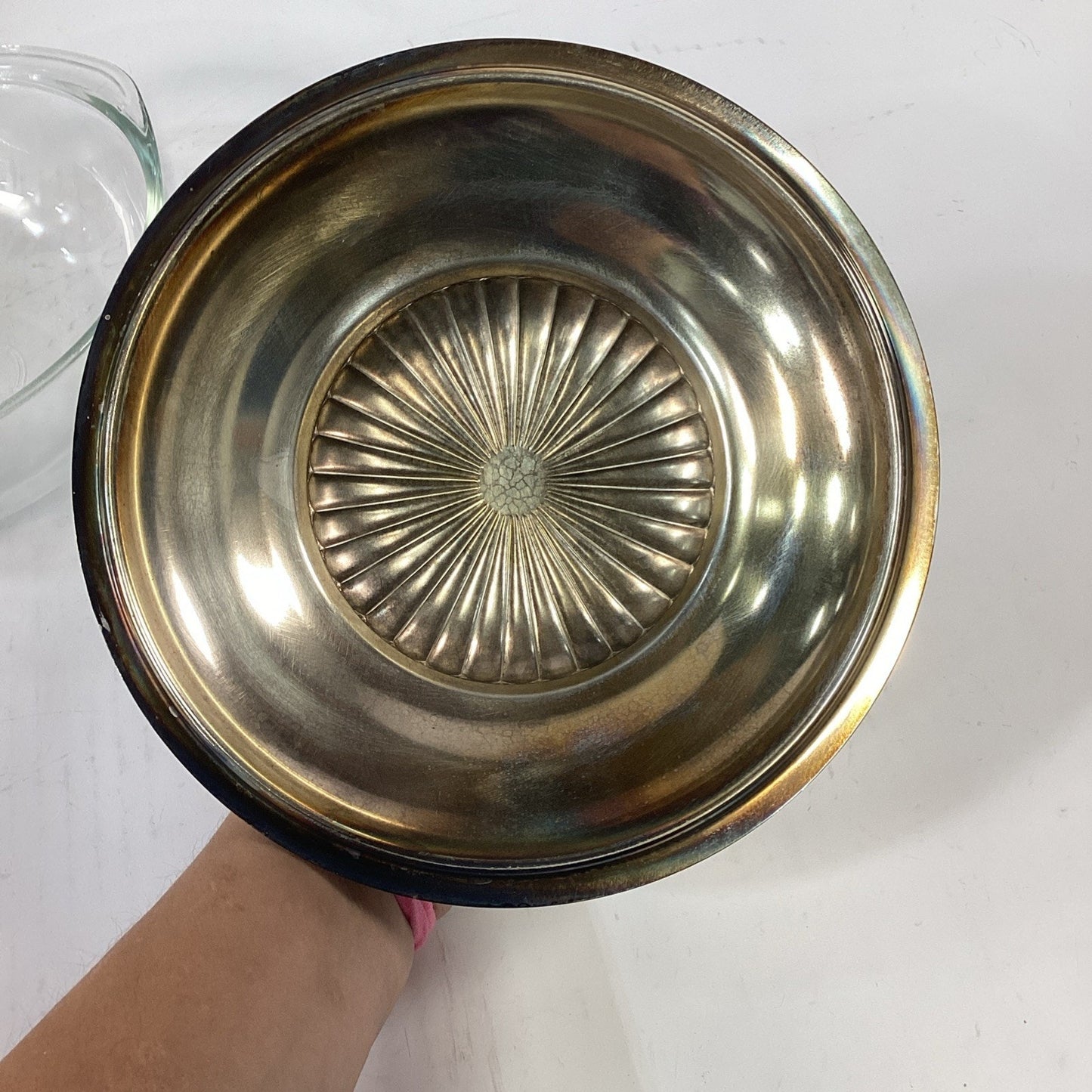 Kent Silversmiths Silverplate Covered Casserole with 2 Qt Glass Pyrex Insert