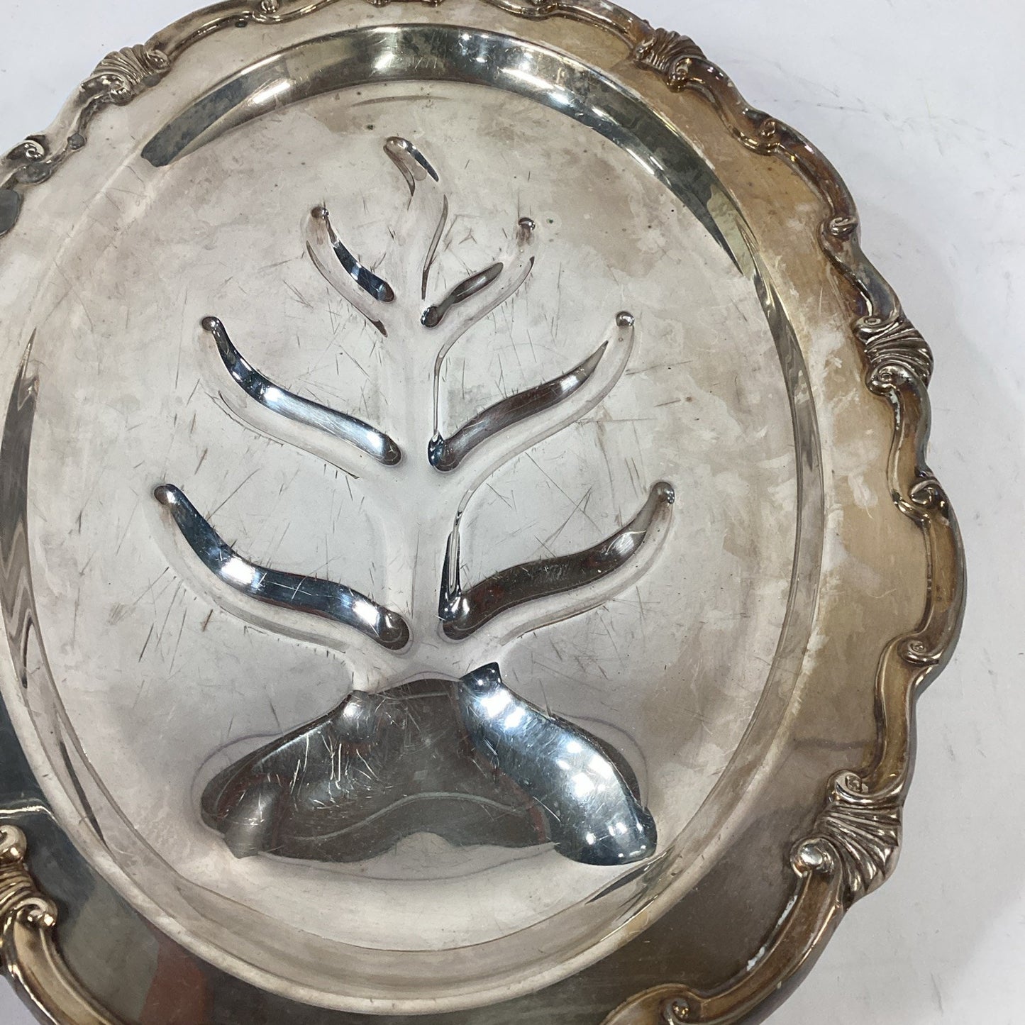 Vintage Tree Of Life Footed Silver Plated Footed Platter