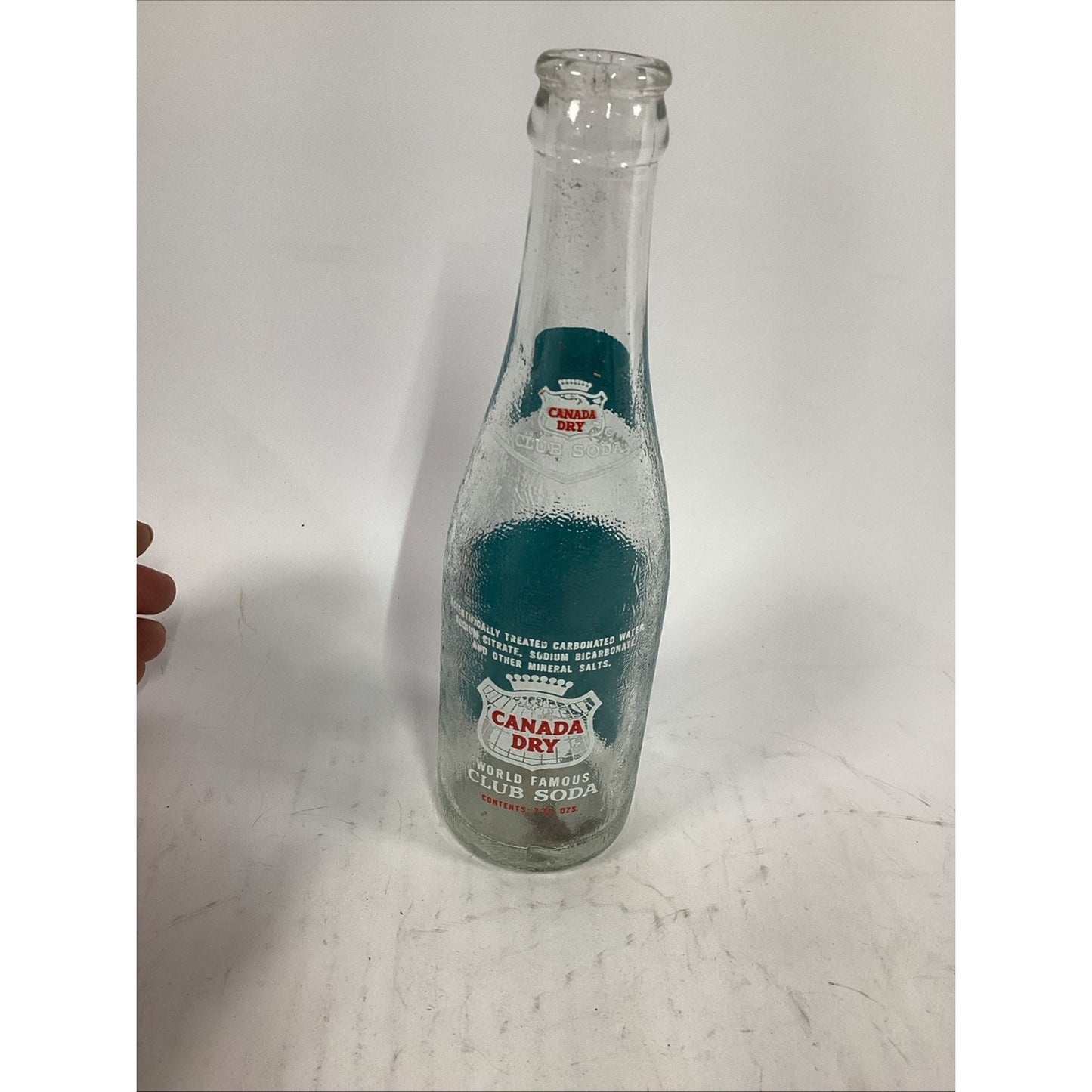 Vintage 16 Oz Royal Crown Cola Bottle & 7 Oz Canada Dry Seltzer Glass Bottle