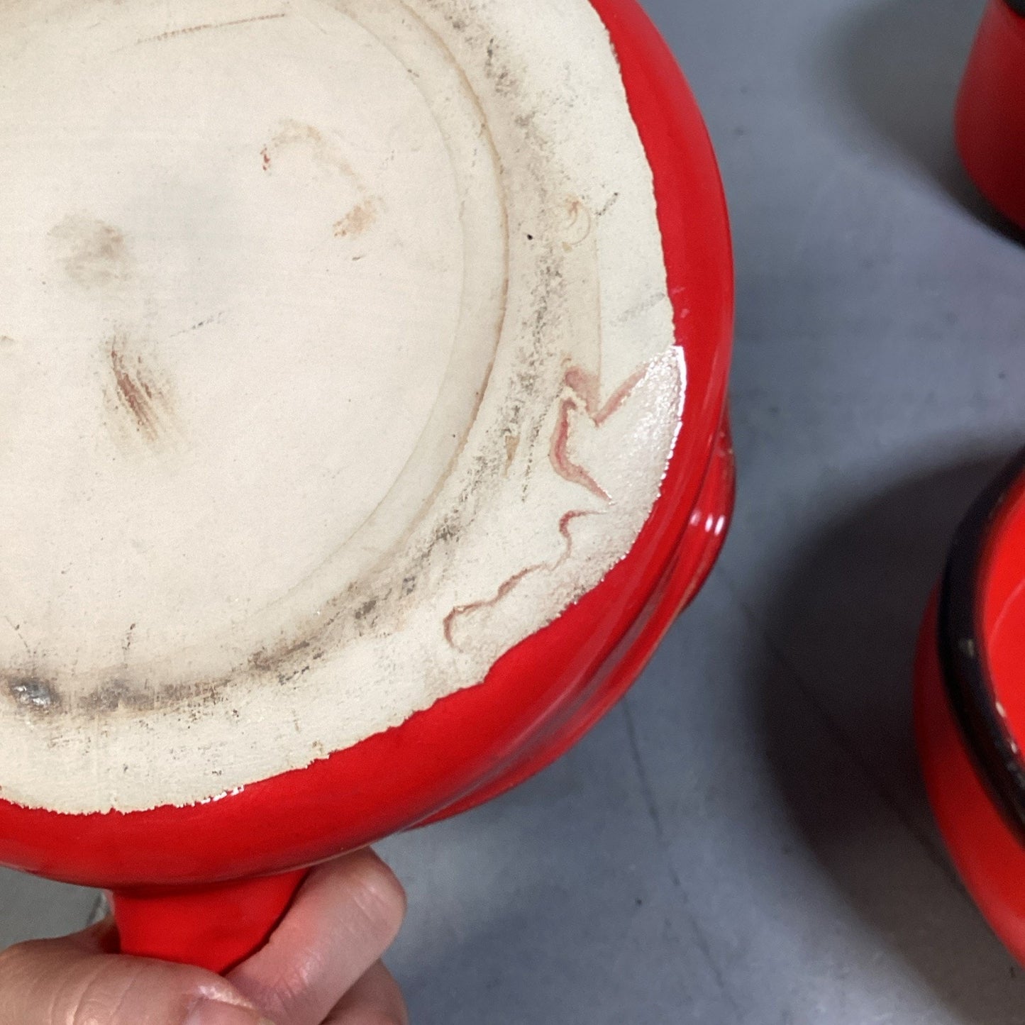 Vintage Set Of 3 Caquelon Ceramic Pot Set Red Made In France