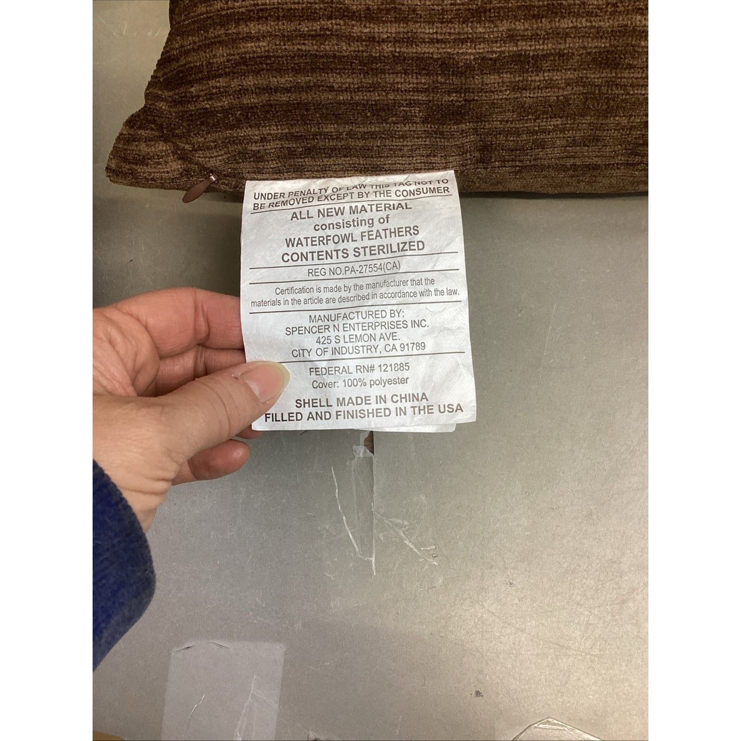 2 Large Plush Brown Suede Accent Pillows & 1 Spencer Feather Filled Pillow