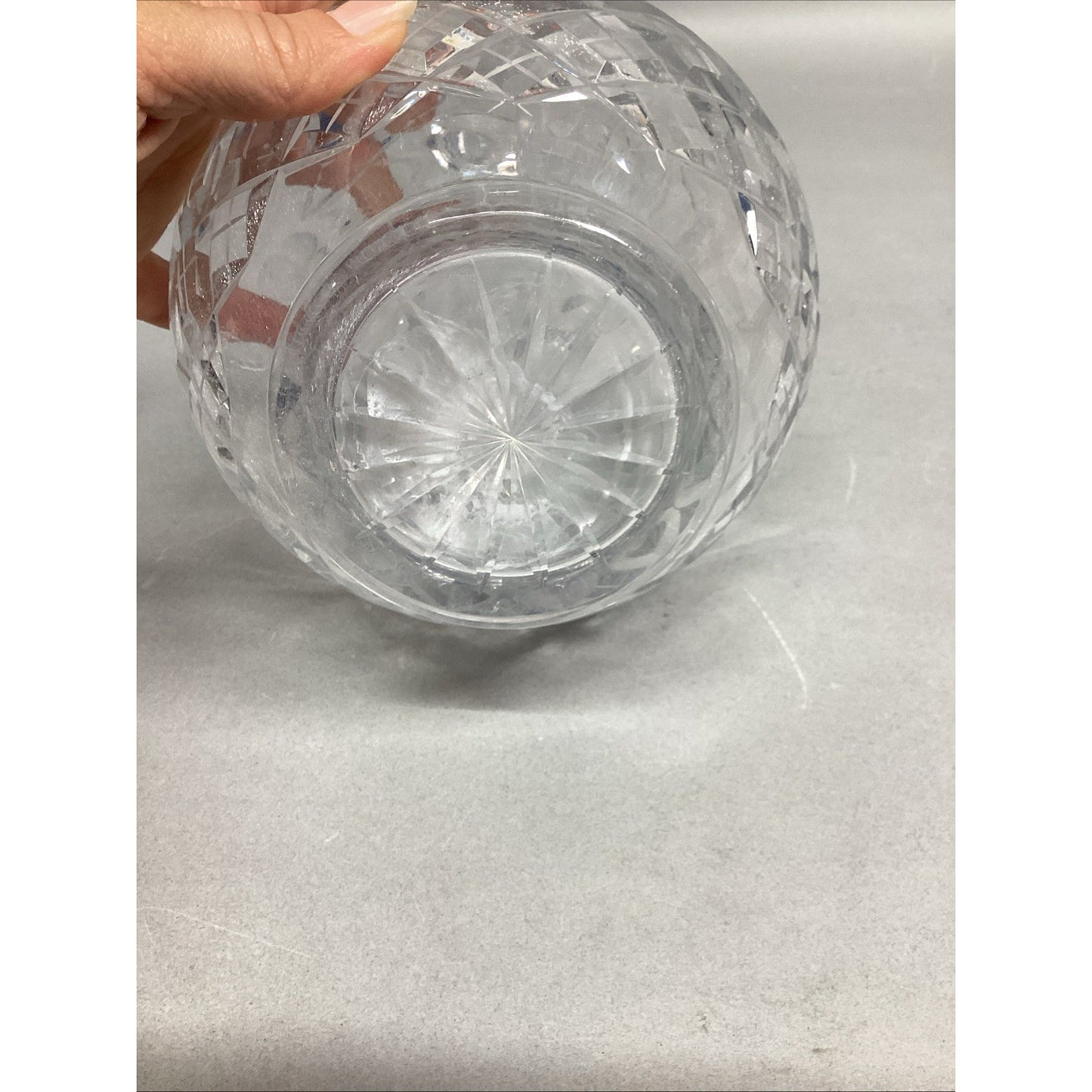 Vintage Cut Glass Crystal Decanter W/ Stopper - Floral Design - 12”H