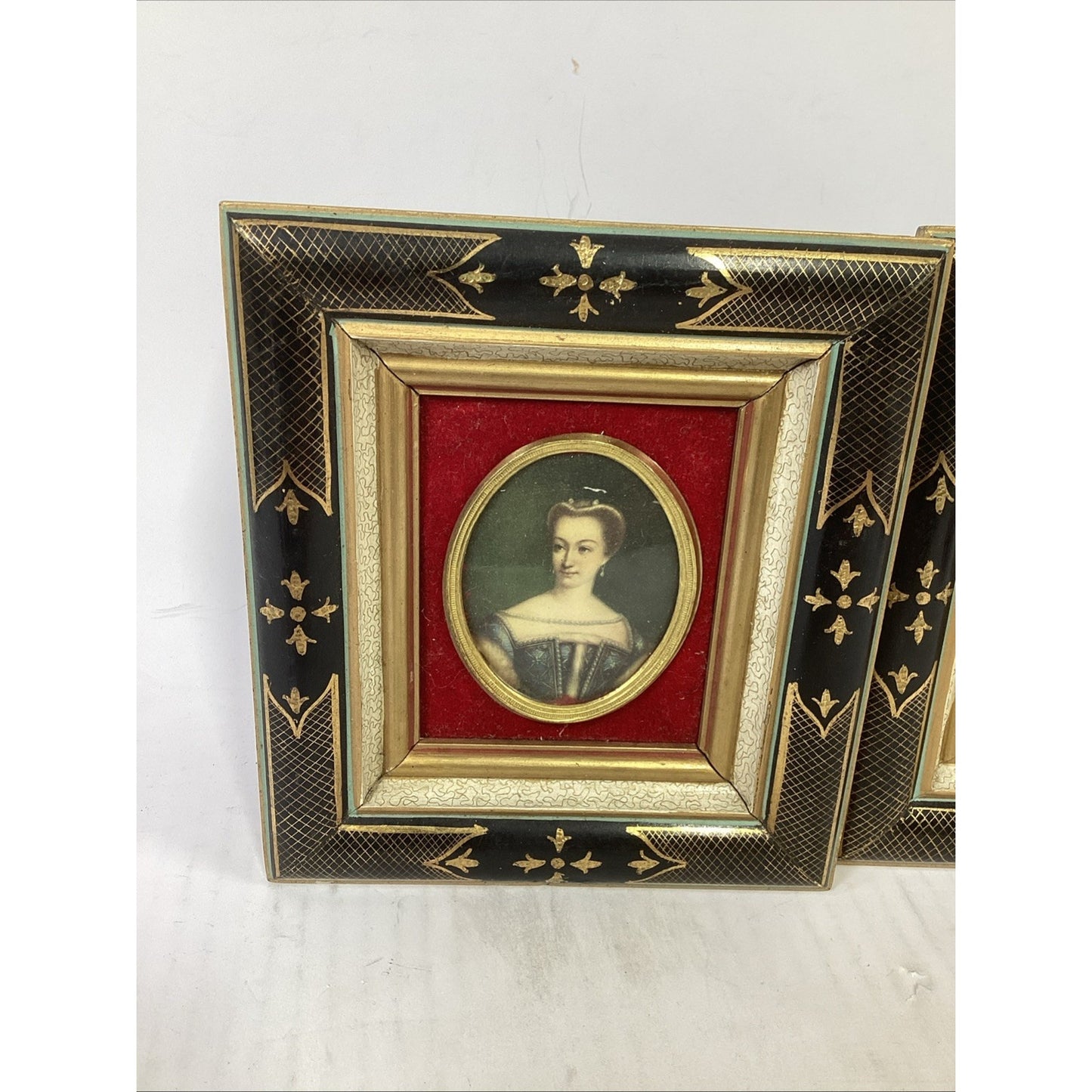 Dianne De Poitiers And Henri De Lorraine-Duque De Guisa Portraits In Frames