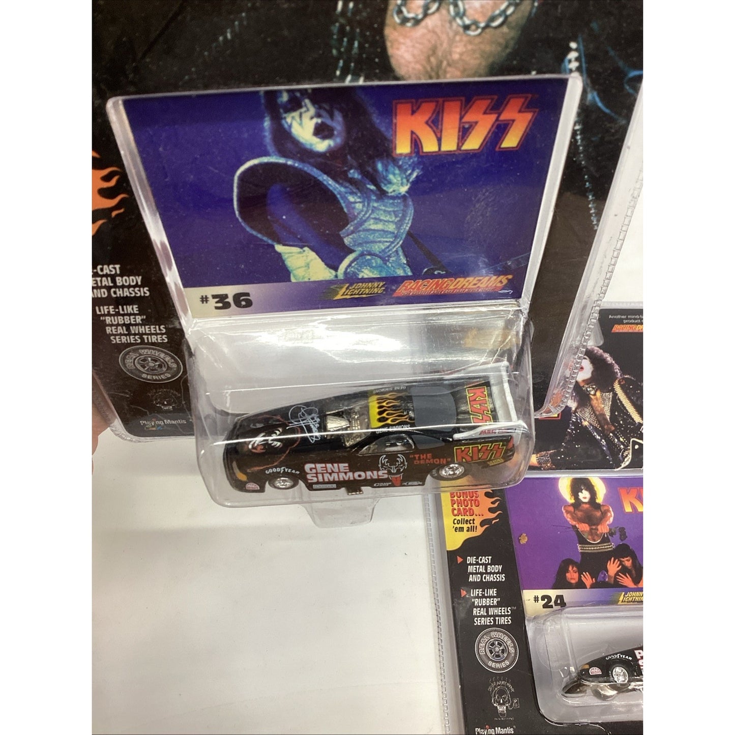 Set Of 4 Vintage 1997 NOS KISS DRAGSTERS - Peter Criss, Gene Simmons, Ace & Paul