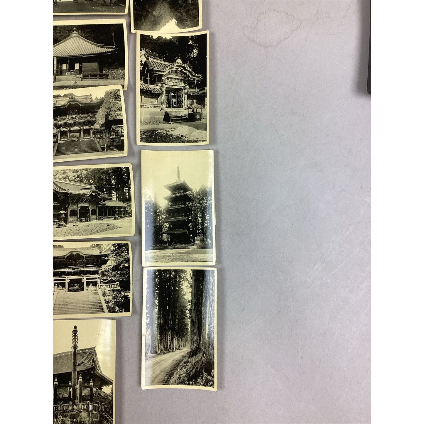 Set Of 21 Vintage Miniature Black And White Japanese Photos - Nikko