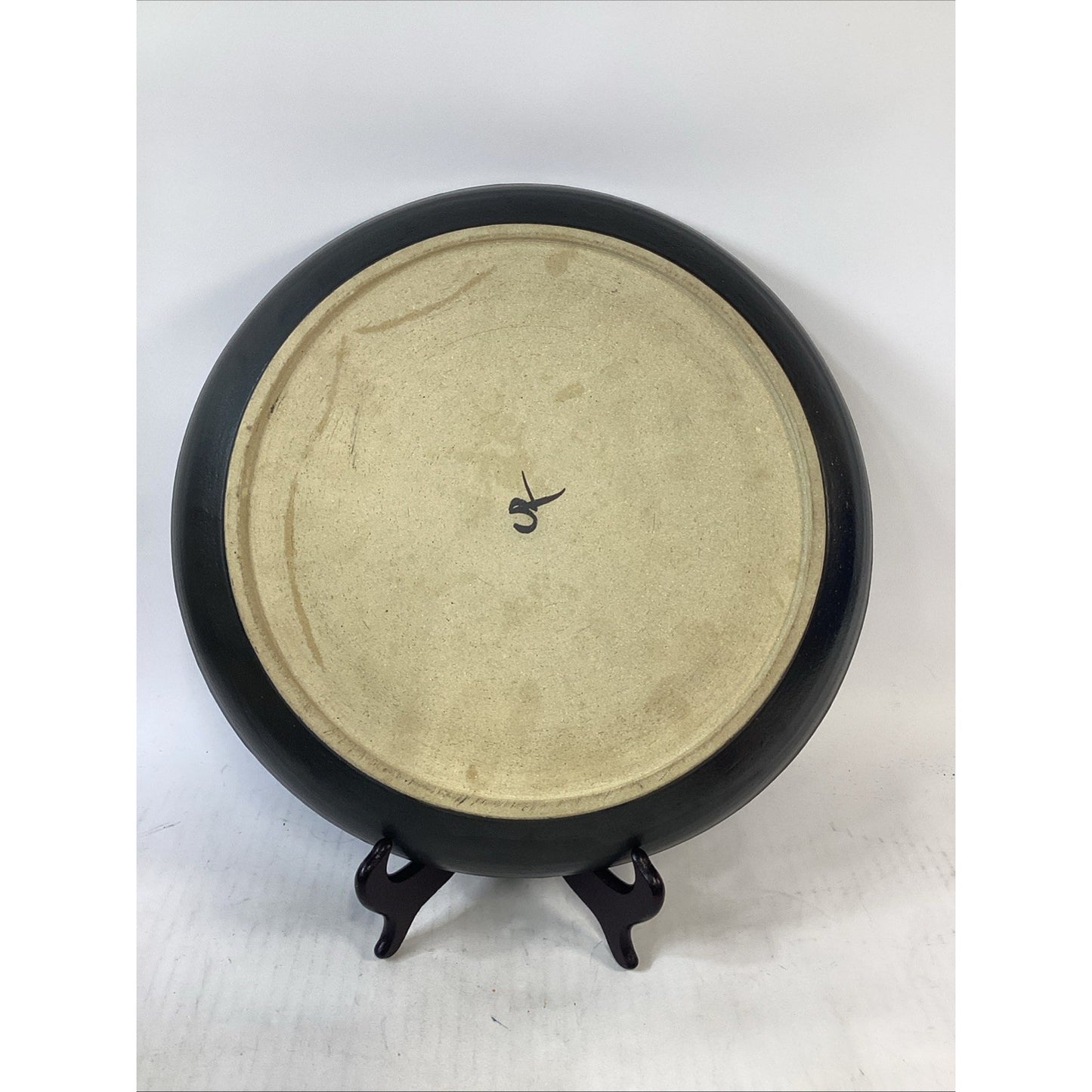 Vintage Large 14.5” Black Matte Raised Plate Platter