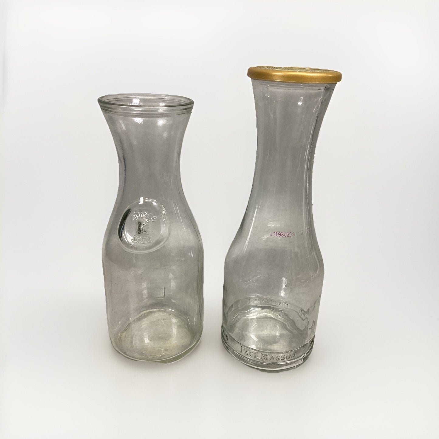 Set Of 2 Paul Masson Glass Carafe Wine Bottles - Since 1852