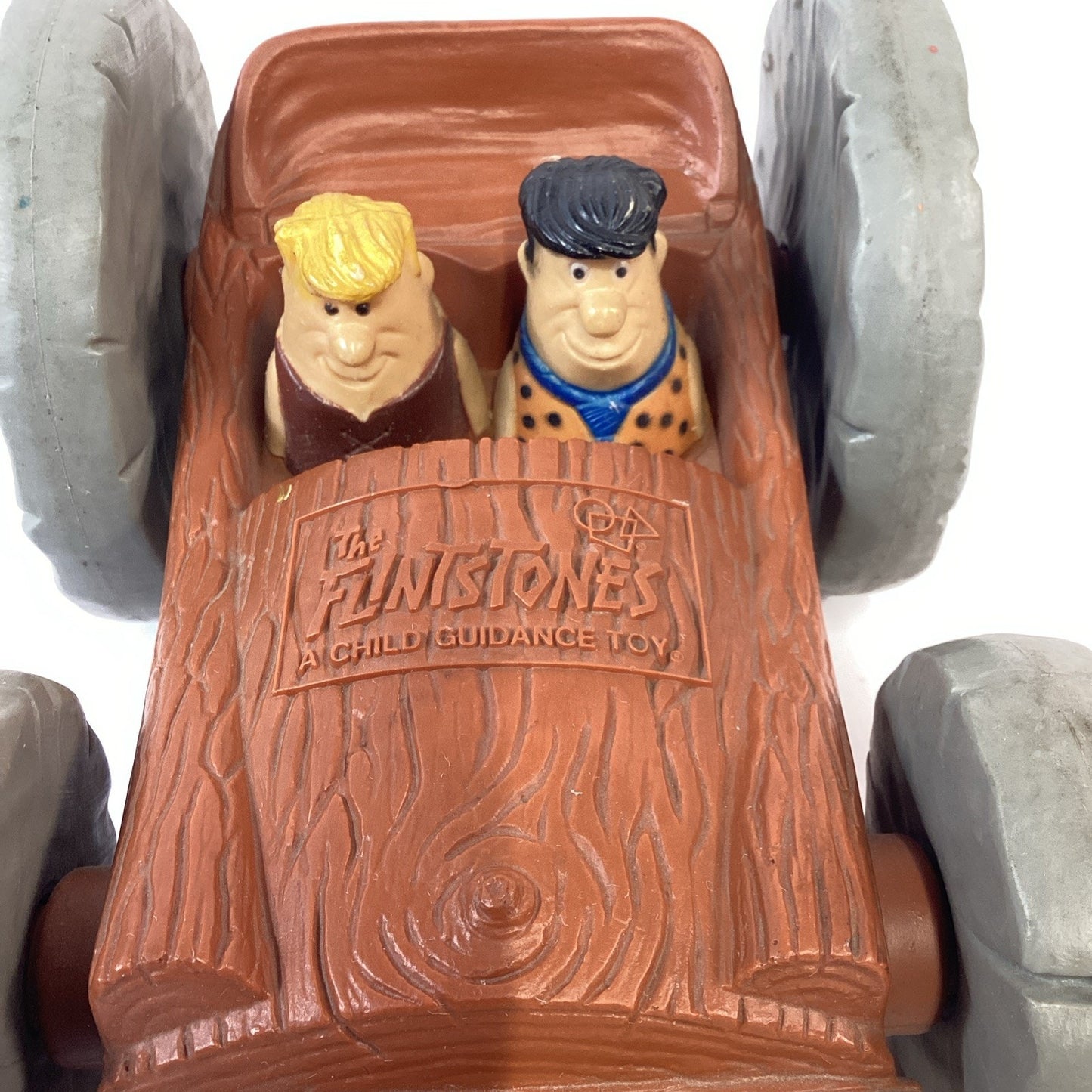 VINTAGE 1976 Flinstones Hanna Barbera Pull Flip Car Toy - Fred/Barney, Bam/Pebs