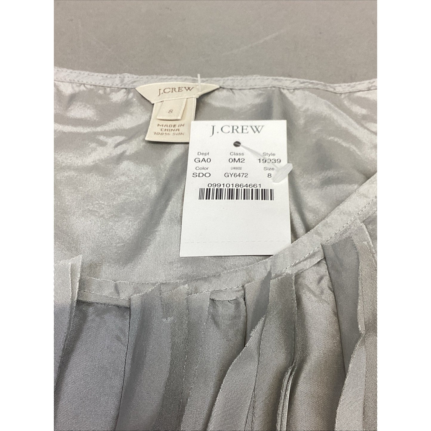 J. Crew 100% Silk Women’s Gray Sleeveless Tank Top - Size 8 - NWT