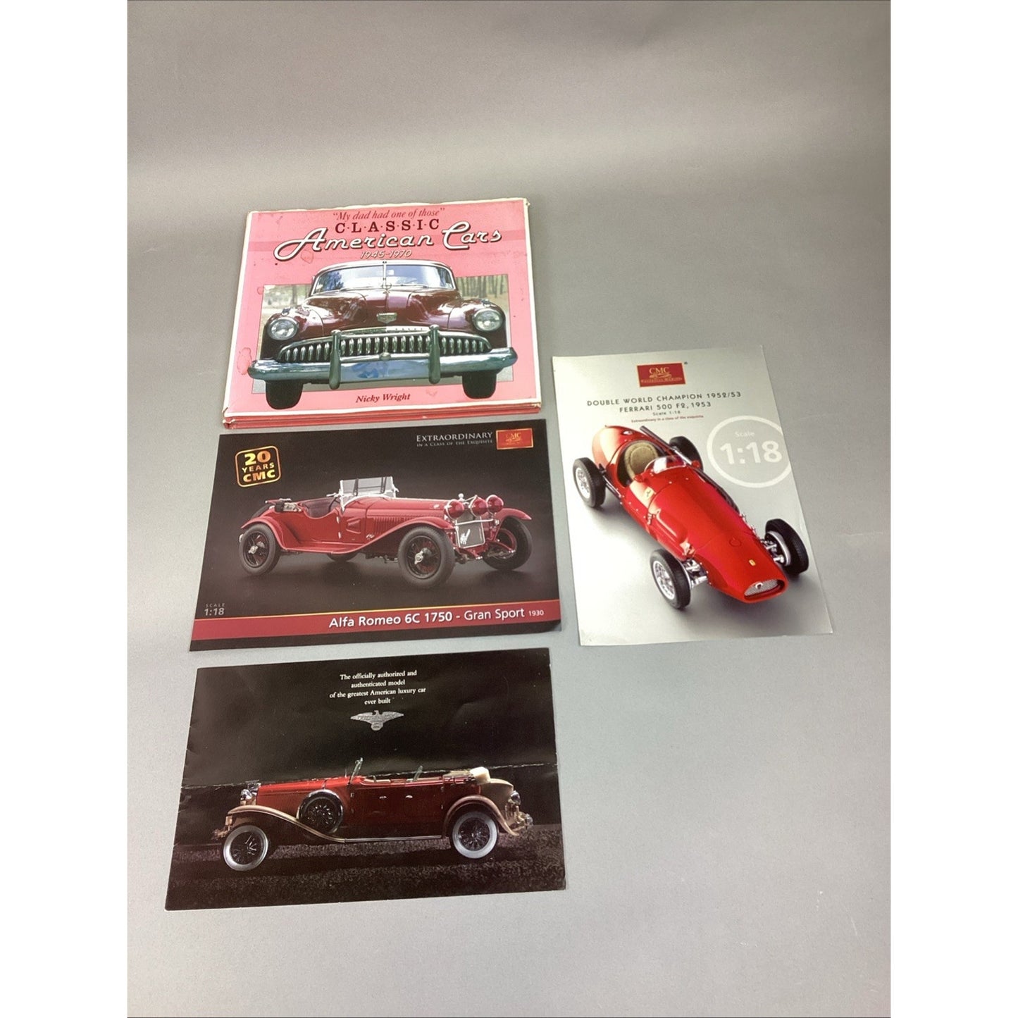 Classic American Cars 1945-1970, Alpha Romeo, Duesenberg, Ferrari Model Brochure