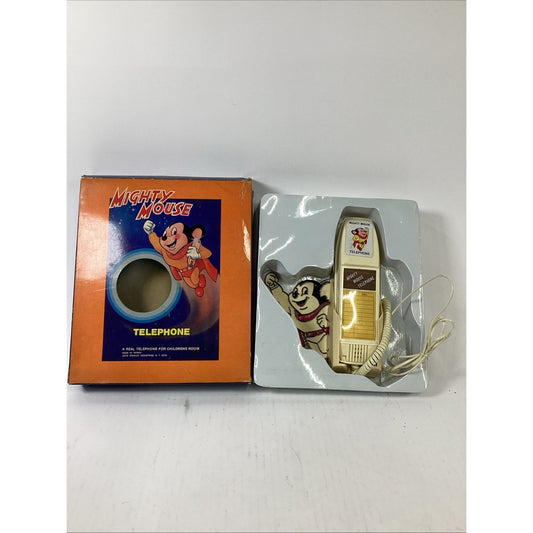 Vintage Rare 1983 Mighty Mouse Telephone - NOS - Open Box