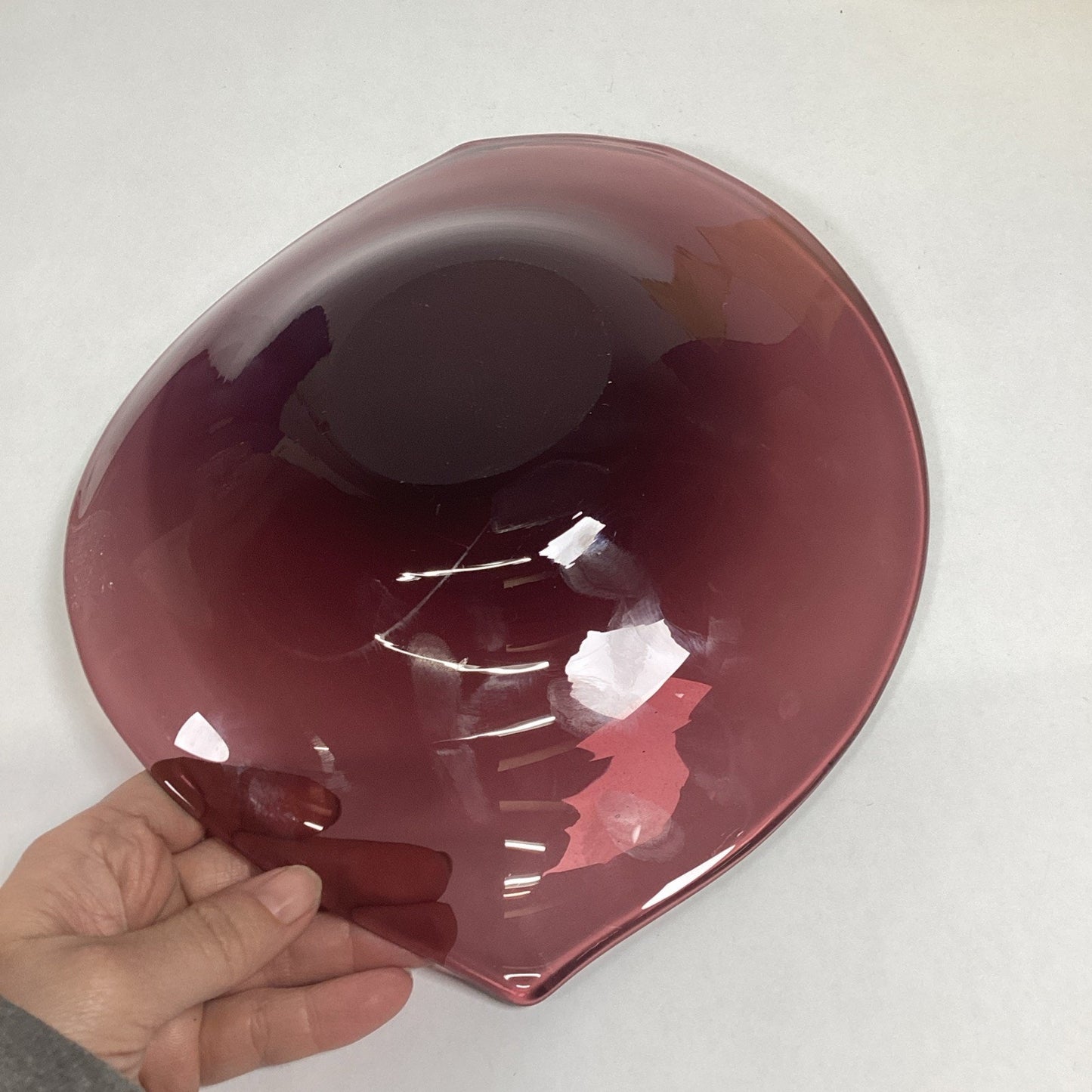 Hand Blown Viking Glass Epic Purple Amethyst Art Bowl And Yellow Bonbon Dish