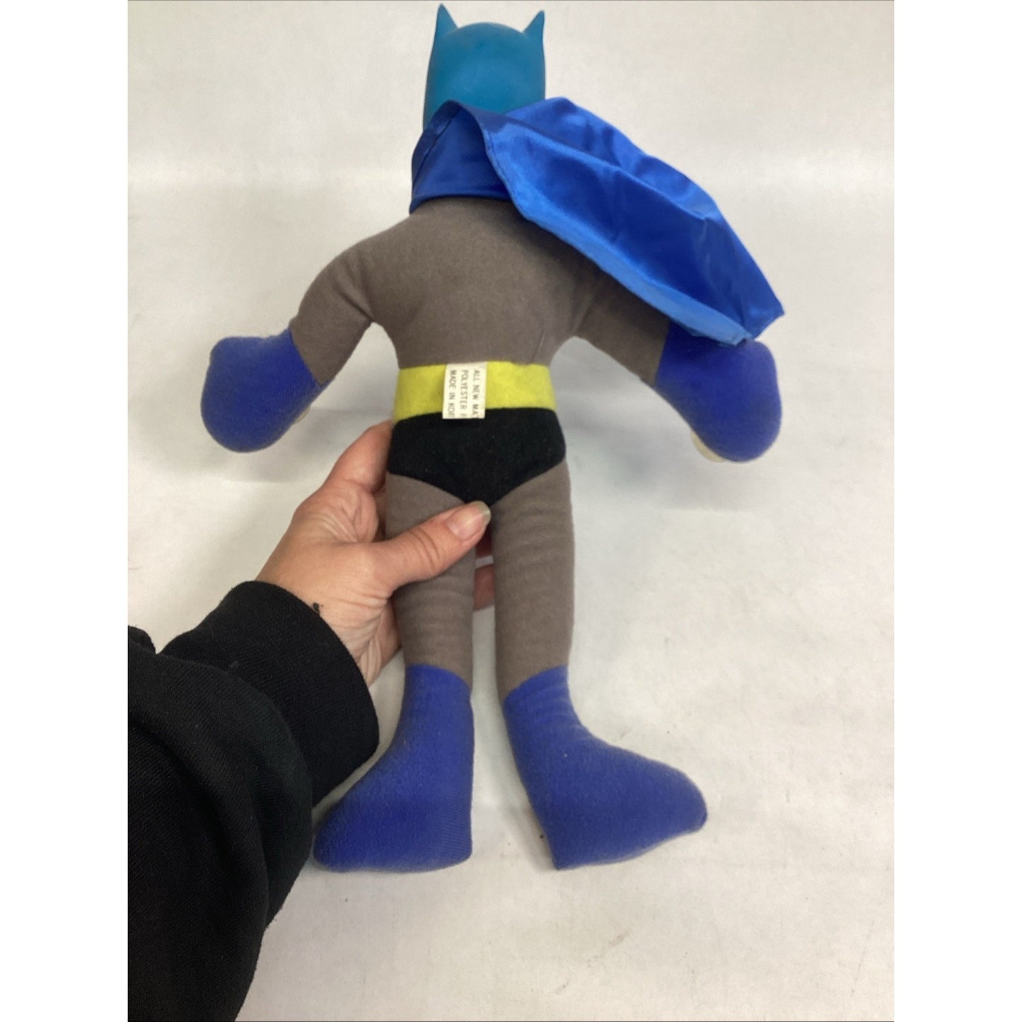 Vintage 1960's-1970's 13.5" Batman Plush Doll W/ Hard Plastic Face Window Cling