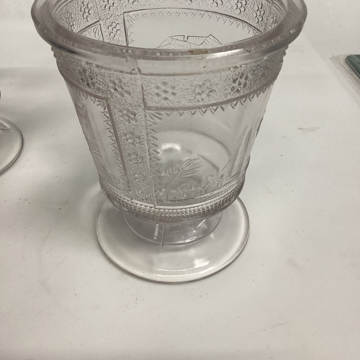 Antique 1880’s EAPG ADAMS & CO EGYPTIAN SPHINX PATTERN GLASS SPOONER