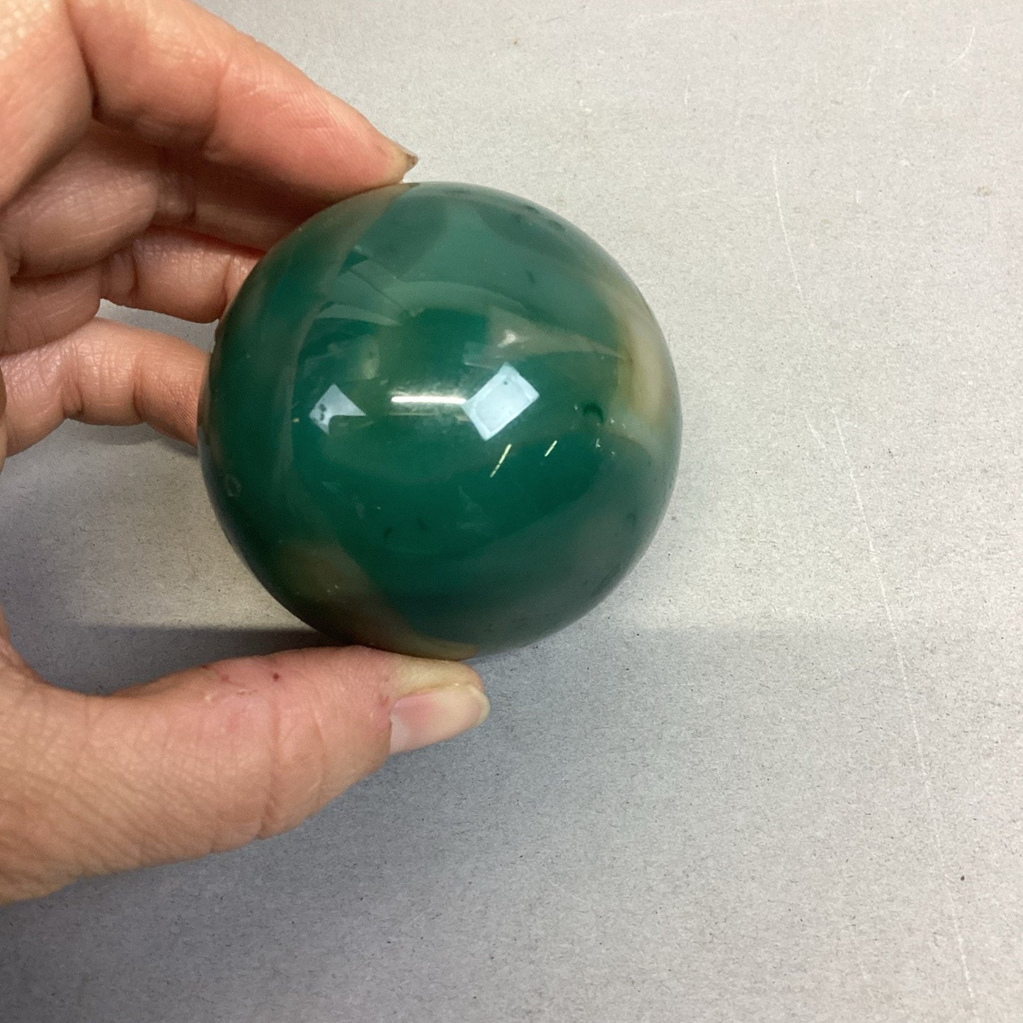Set Of 4 Polished Stone Spheres And 2 Glass Spheres