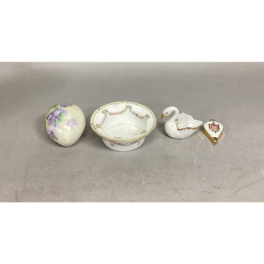 Set Of 4 Limoges France Trinket Dish & Figurines