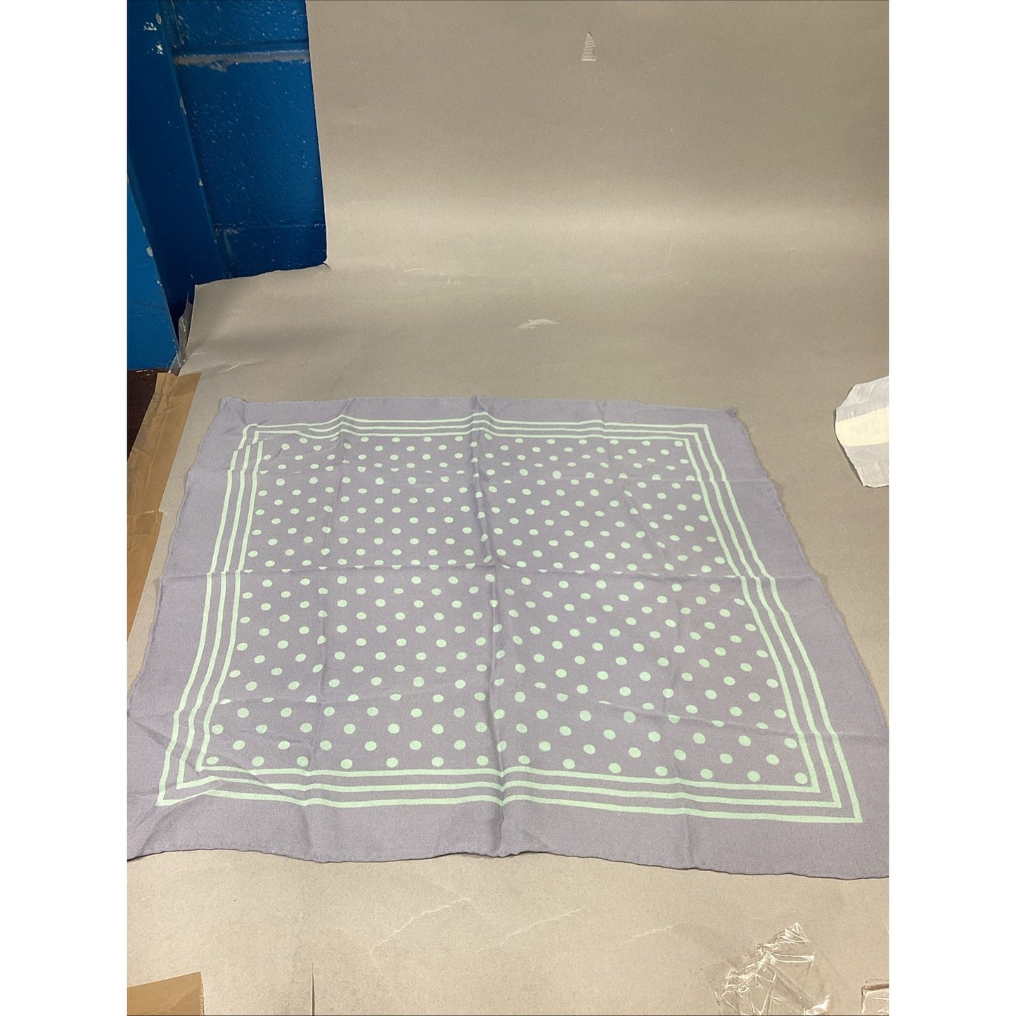 Set Of 2 - Blue Striped And Blue Polka Dot Scarves