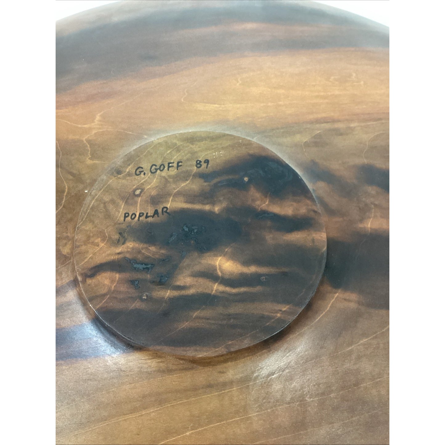 1989 Poplar Wood Round Tray And 3 Gilt Decorative Chargers