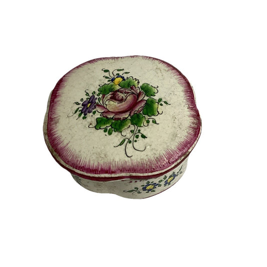 Antique Clamecy Earthenware Jewelry Box Trinket Box - Made In France
