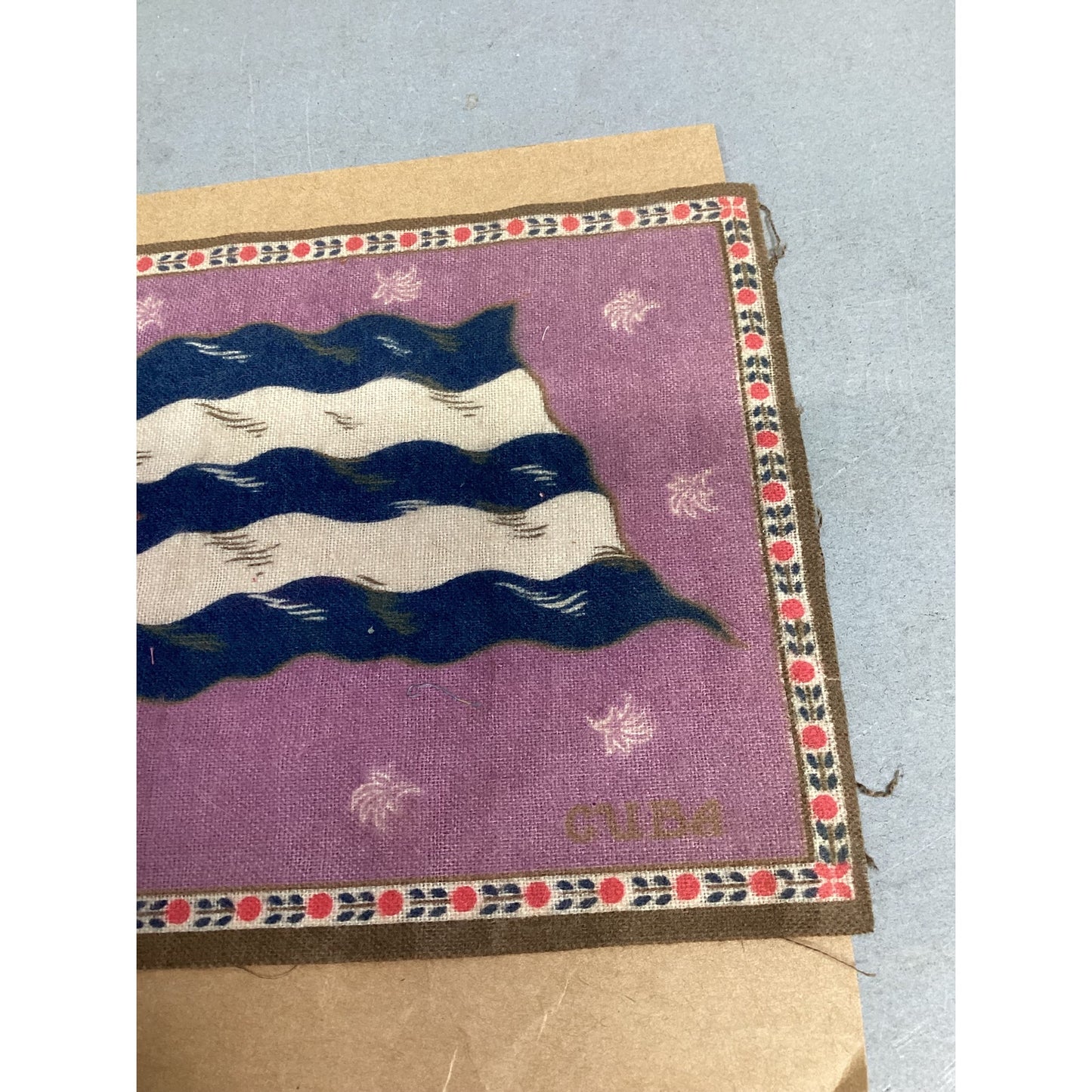 Antique  Cuba Cigar Felt Silk Blanket Flag - 8x5.25"