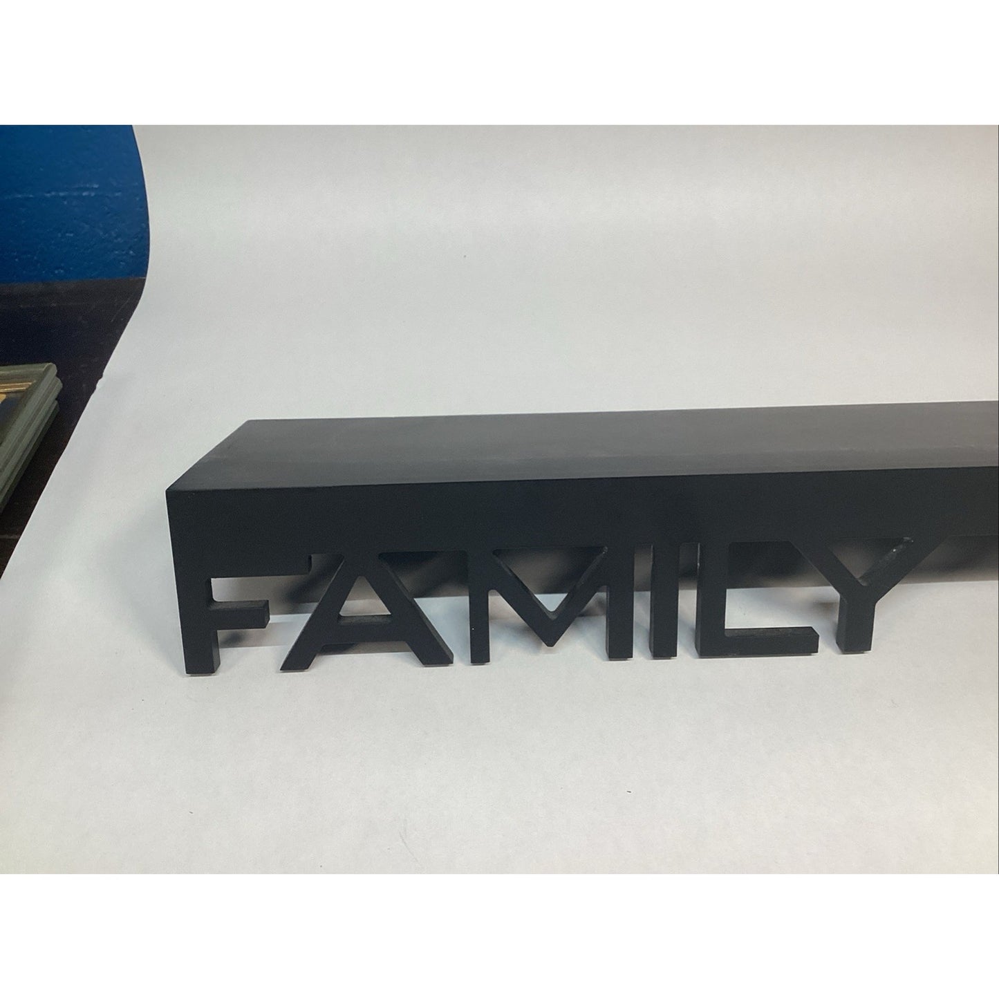 ‘Family’ Wooden Black Floating Wall Shelf - 18x5.5”