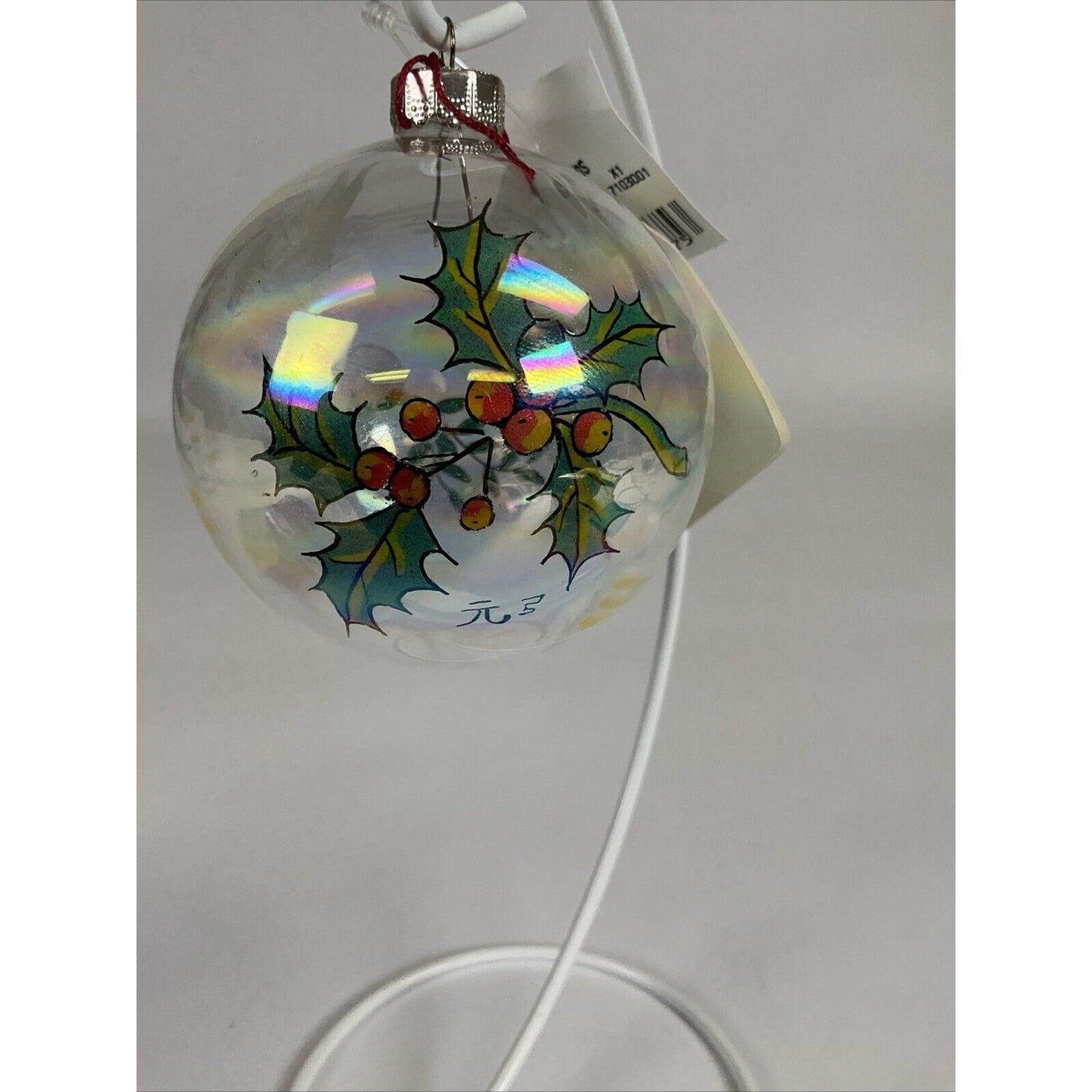 Gigi Clear Ball Christmas Ornament With Doves And Mistletoe (enamel)