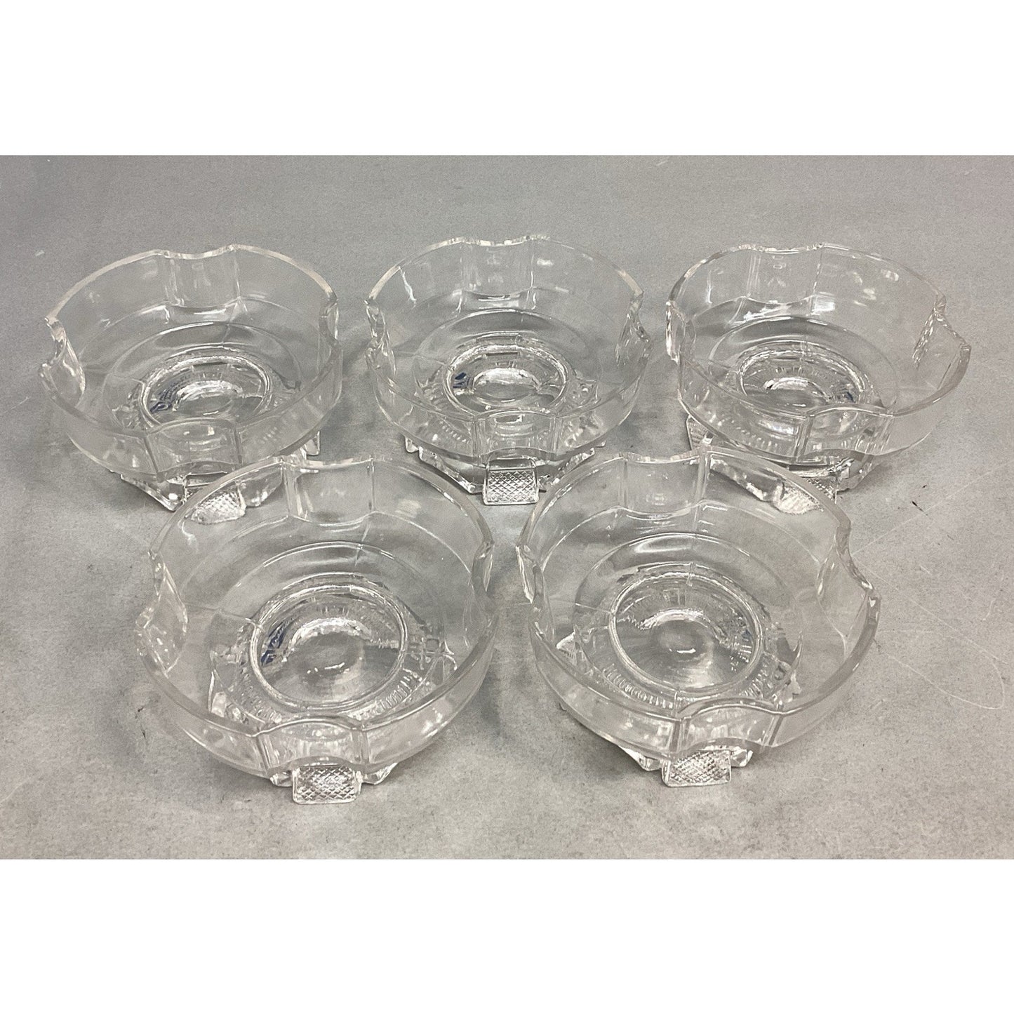 Set Of 5 Antique Duncan & Sons Celtic Cross Glass Honey/Dessert Dishes - c.1882