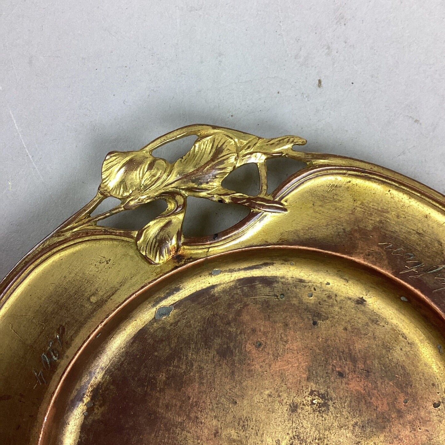 Antique 1904 Gold Colored Trinket Dish - 5.5”