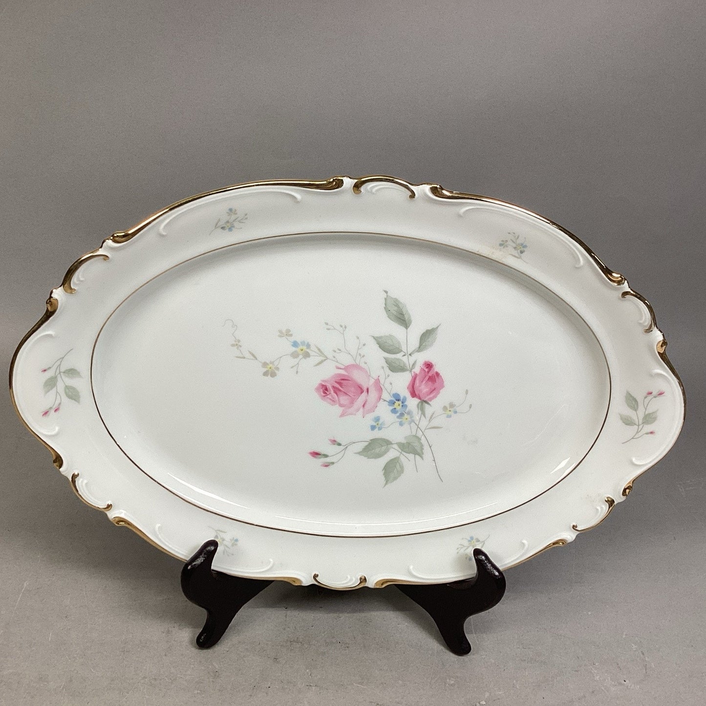 Set Of 2 Heinrich & Co. Selb Pink Floral Serving Platters - Bavaria Germany