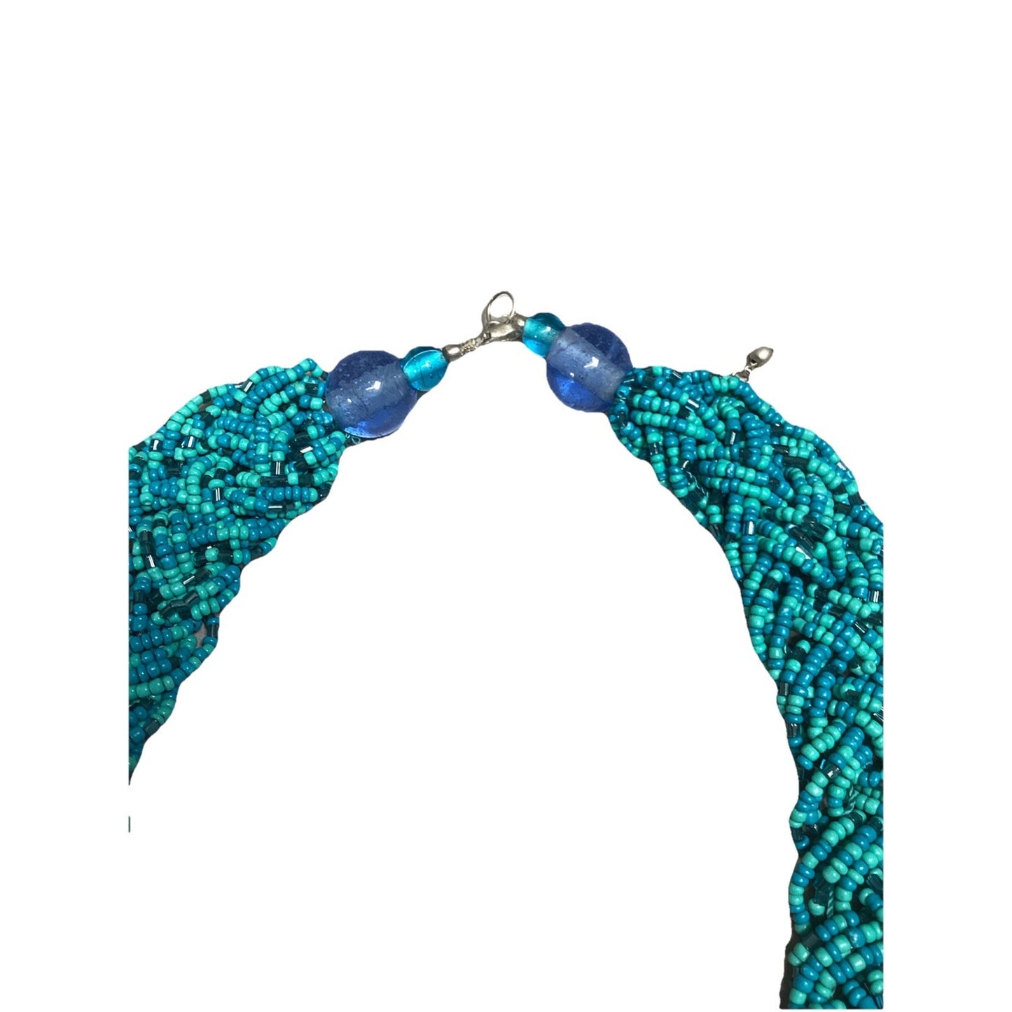 JCP Blue Woven Beaded Necklace With Blue Case