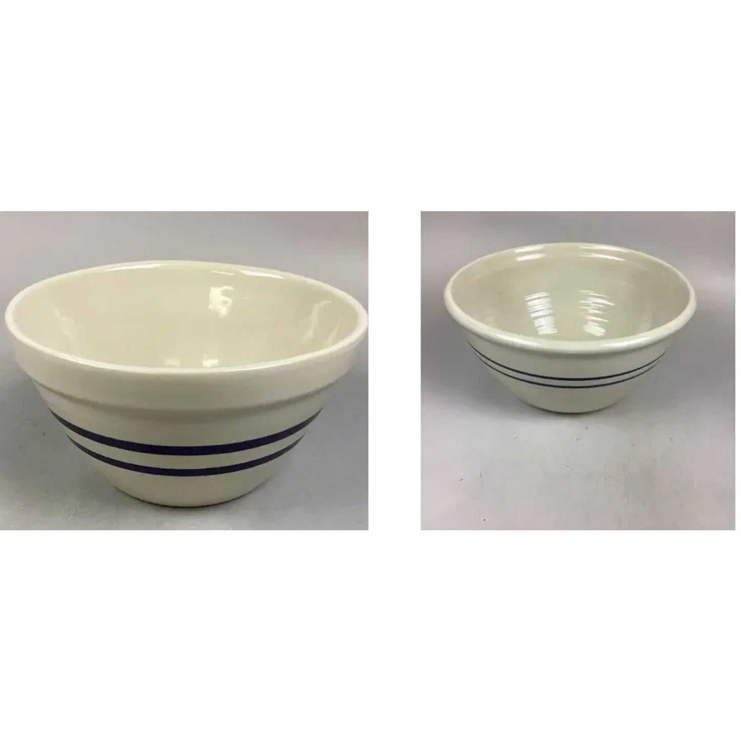 Set of 2 - Ohio Stoneware & Martinez Pottery Heritage Blue Stripe Stoneware