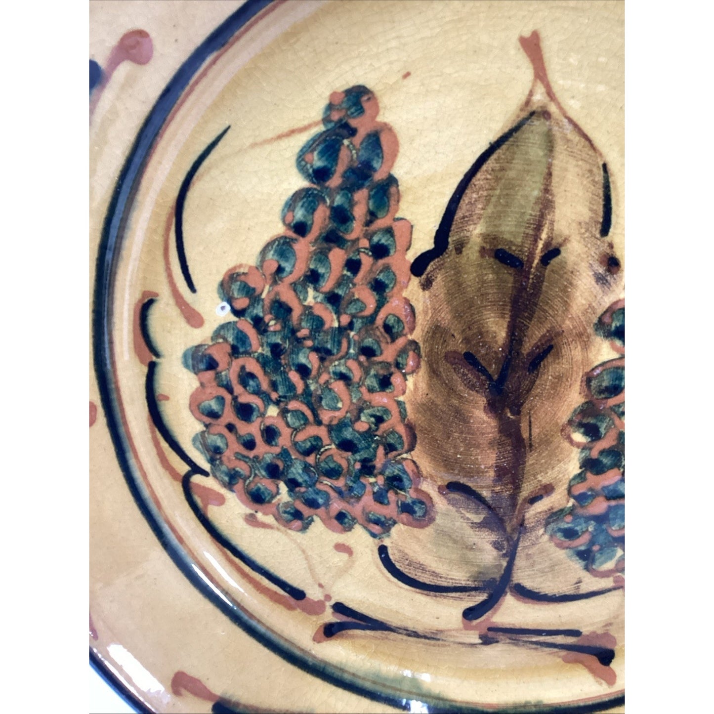 Large Vintage Handmade Hand Painted Glazed Charger Bowl - 13”D