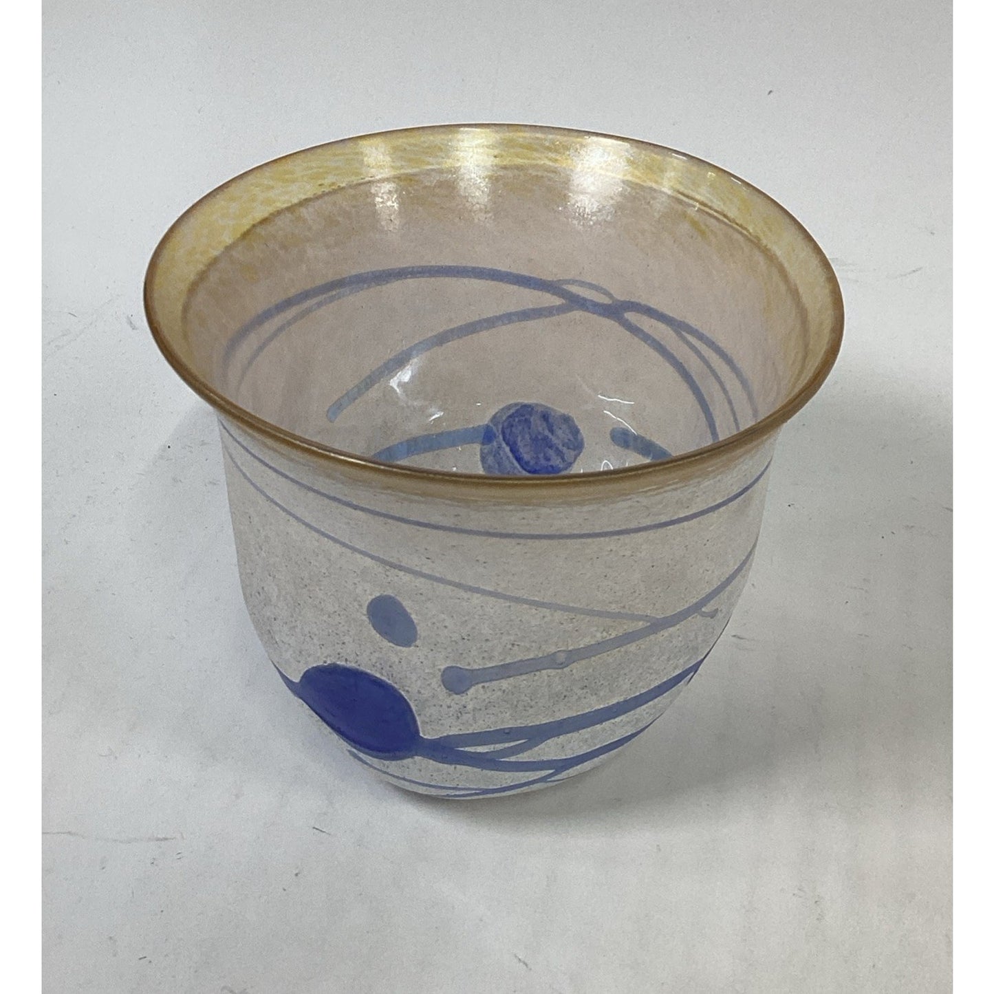 KOSTA BODA Signed Bertil Vallien BLUE GALAXY Sweden #58016 Glass Oval Bowl Vase