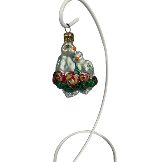 Christopher Radko Handblown Glass Christmas Ornament Lovebirds Doves w/ Roses