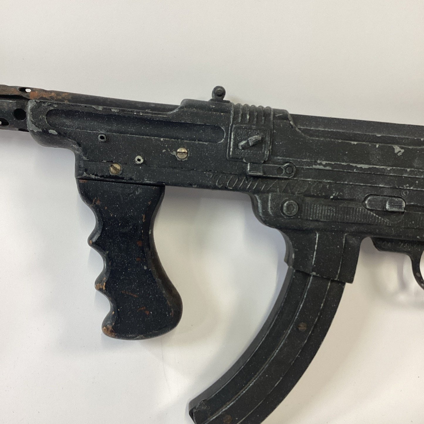 Vintage Commandos Automatic 25 Metal Toy Machine Gun - 27.5”L Heavy Cast Rifle