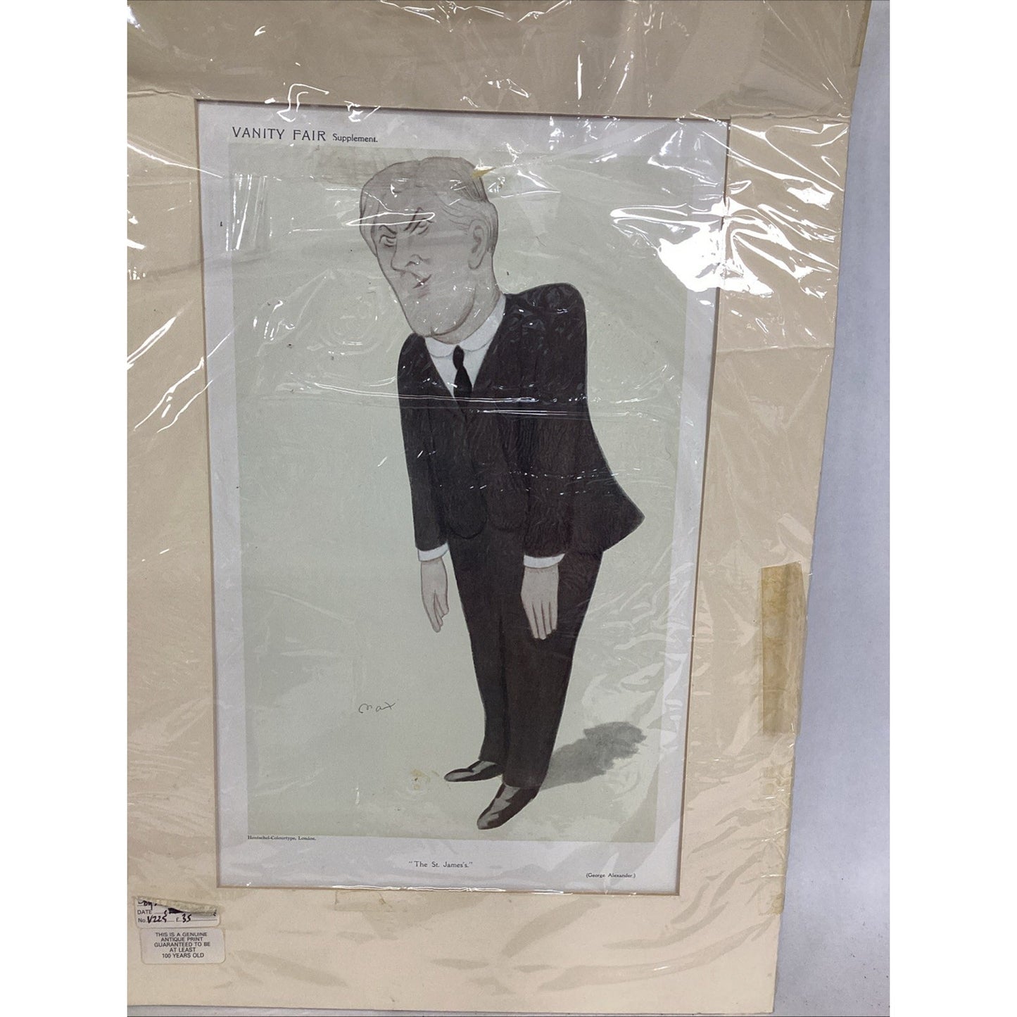 Original 1909 Vanity Fair Caricature George Alexander (St. James)By Max Beerbohm