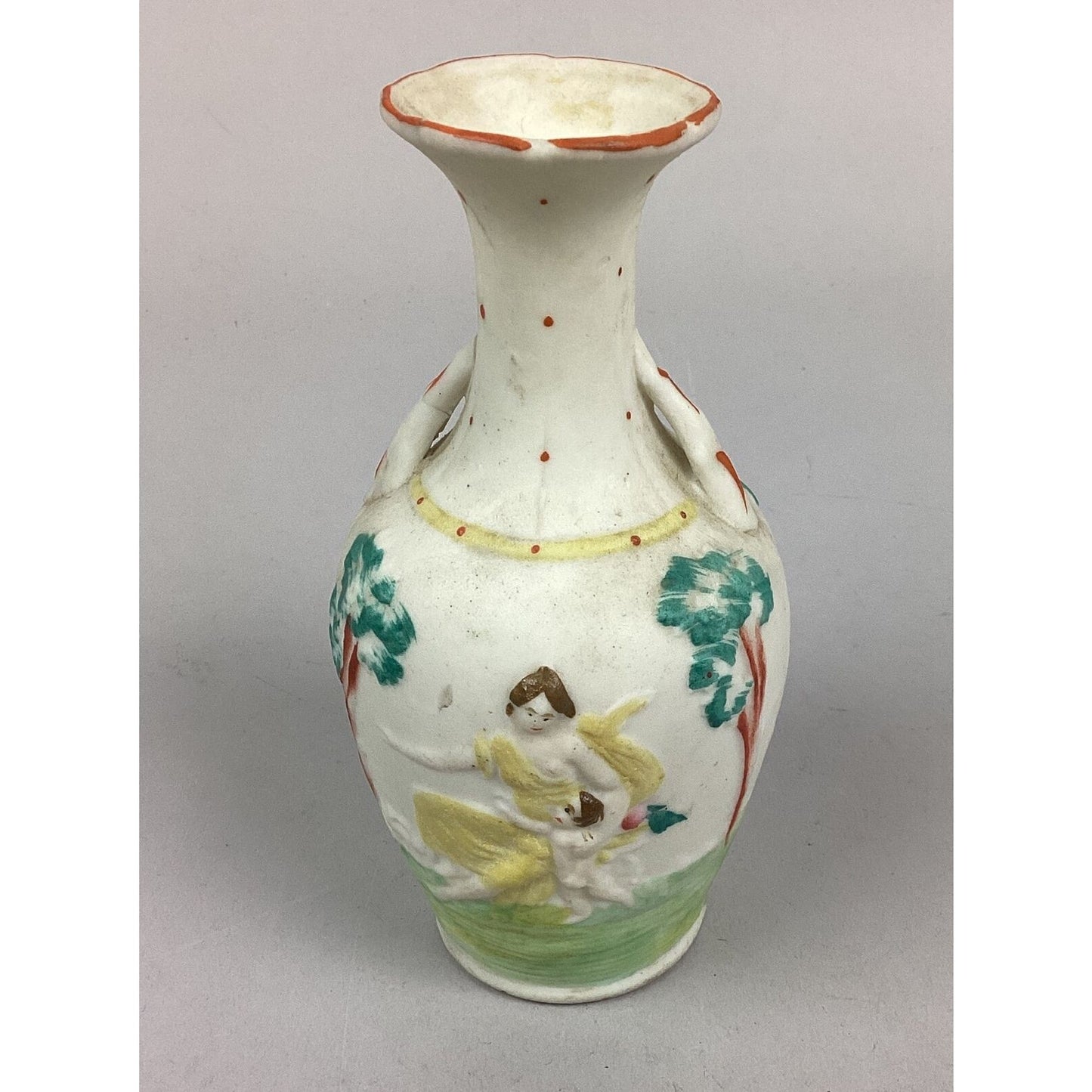 Vintage Mother Son Outdoor Scene Vase - 6”