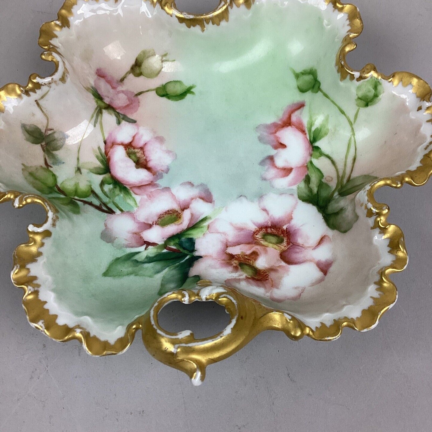 Monbijou Porcelain Floral Vegetable/Serving Bowl W/ Scalloped/Gold Edges - 8.5”