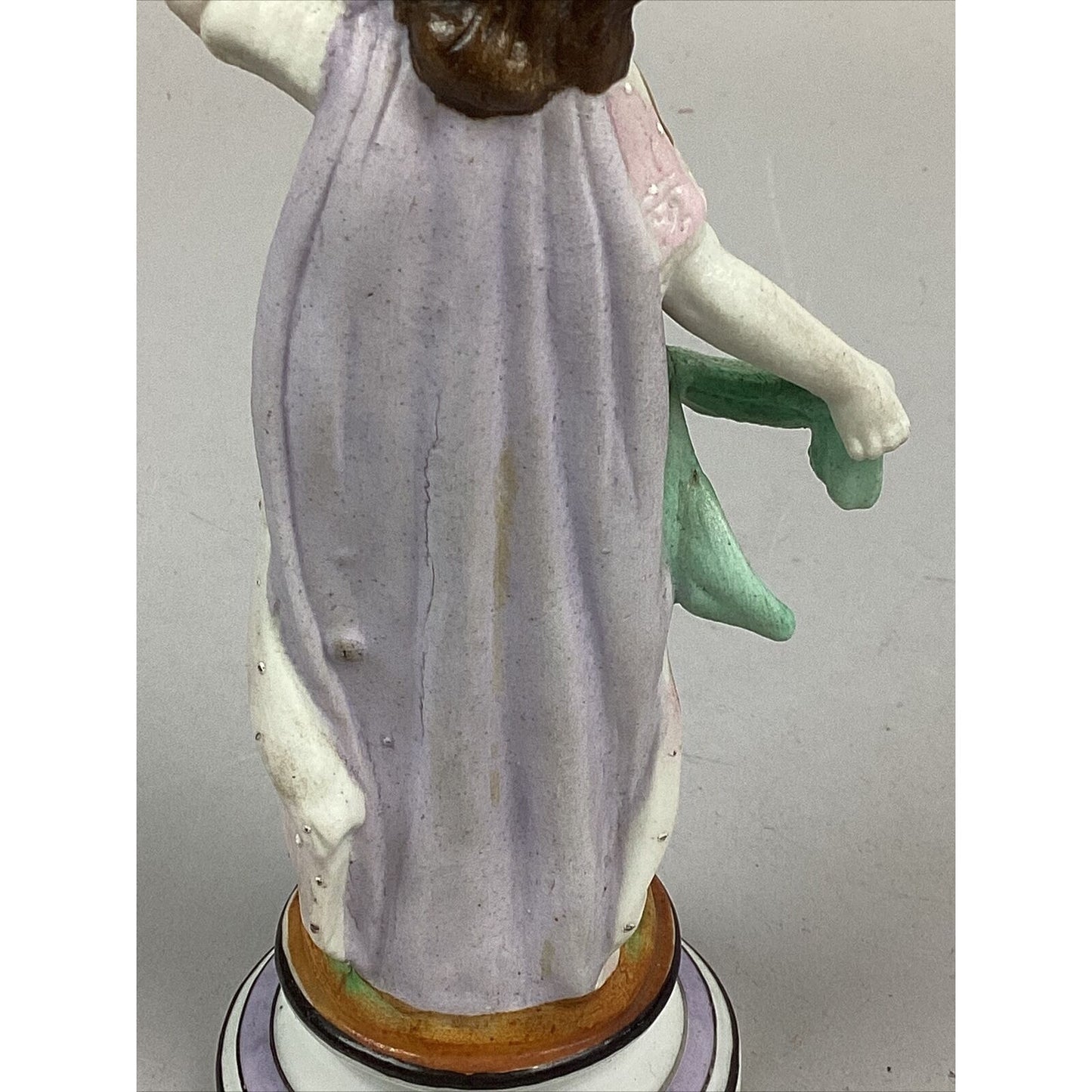 Rare Antique English Derby Hard Paste Porcelain Woman & Candlestick Holder - 8”