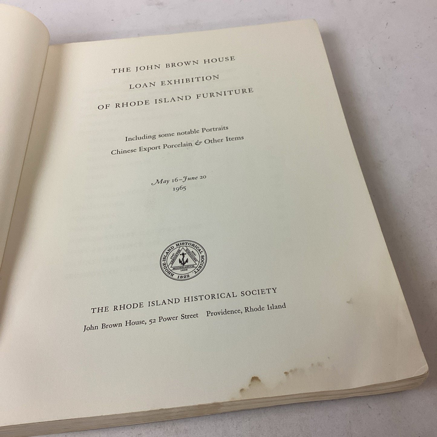 The John Brown House Loan Exhibition of Rhode Island Furniture 1965 Softcover