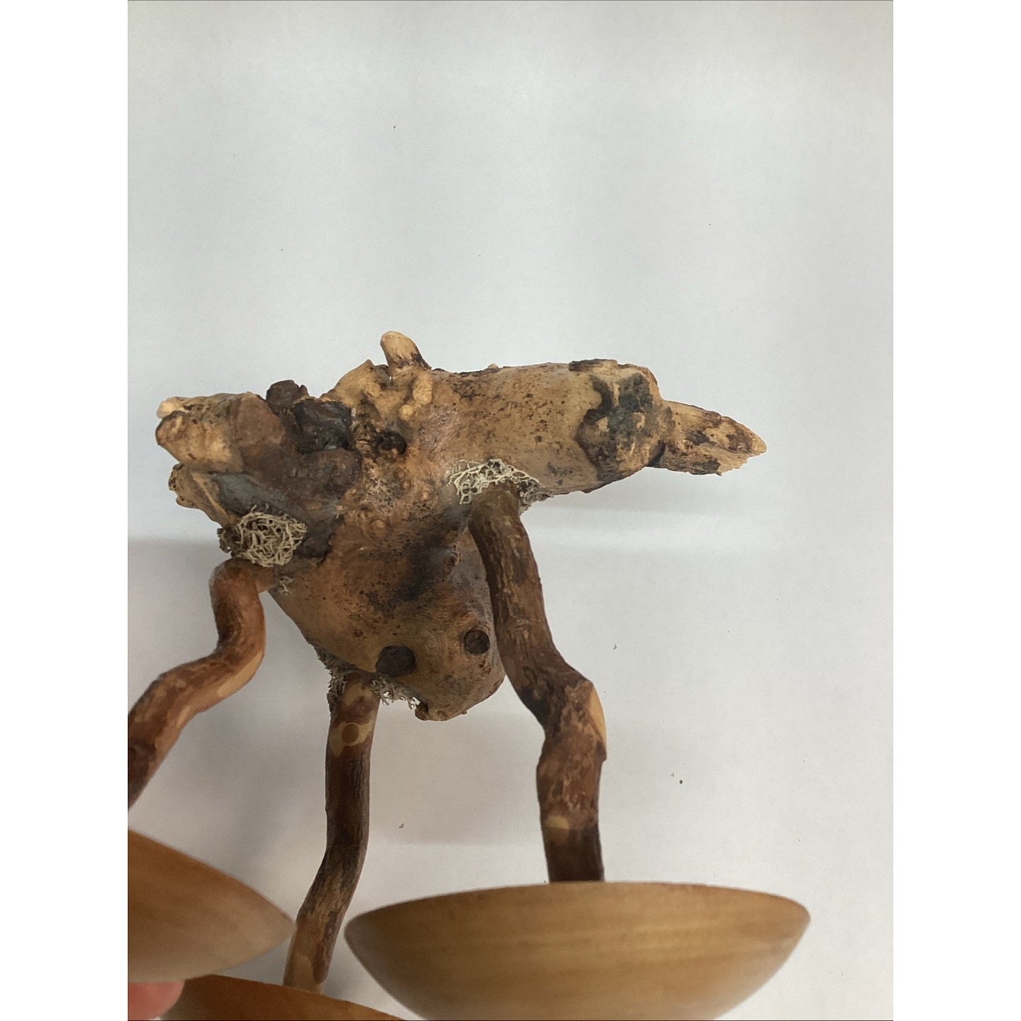 Vintage Hand Carved Glazed Wooden Sculpture