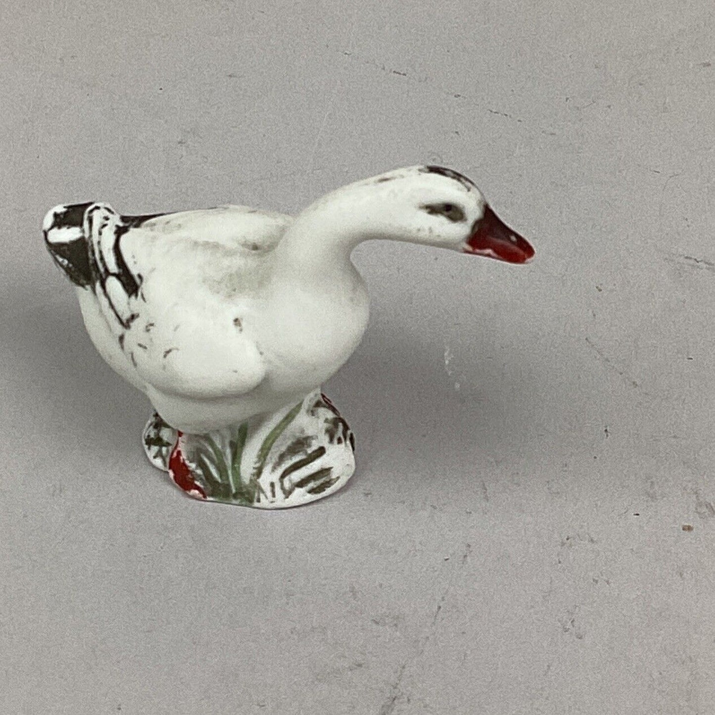 Vintage Porcelain Hand Painted Miniature Goose Figurine Standard Gauge - 1 7/8”